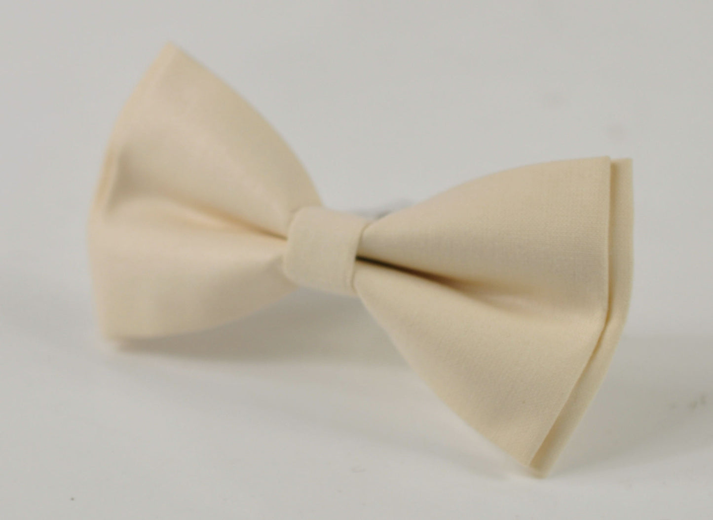 Off-White Ivory Cream Cotton Bow tie + Tan Brown Faux Leather Skinny Suspenders Braces For Youth Teenage / Boy Kids / Baby Infant Toddler