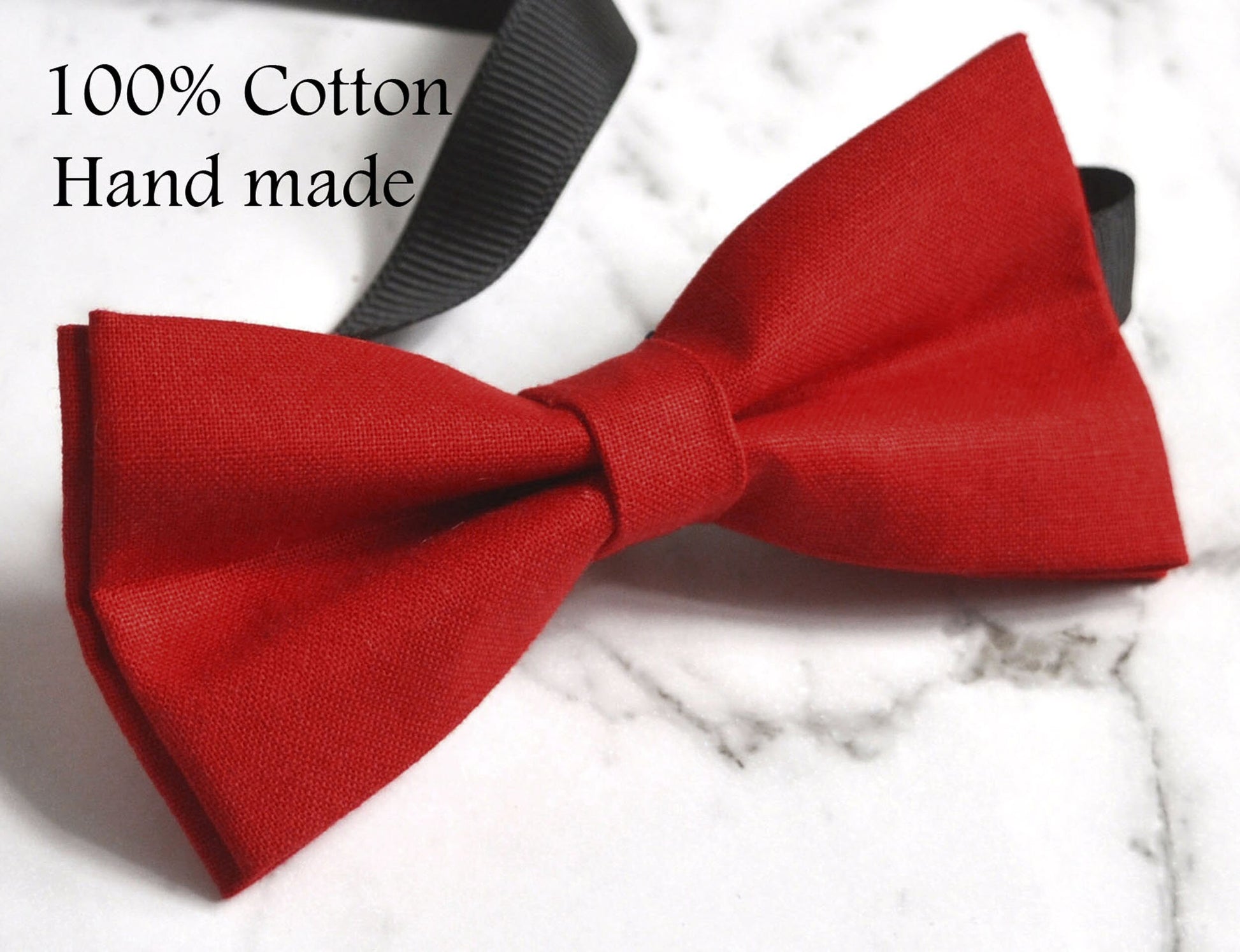 Red Cotton Bow tie + Brown Faux Leather Skinny Adjustable Suspenders Braces for Youth Teenage / Boy Kids / Baby Infant Toddler