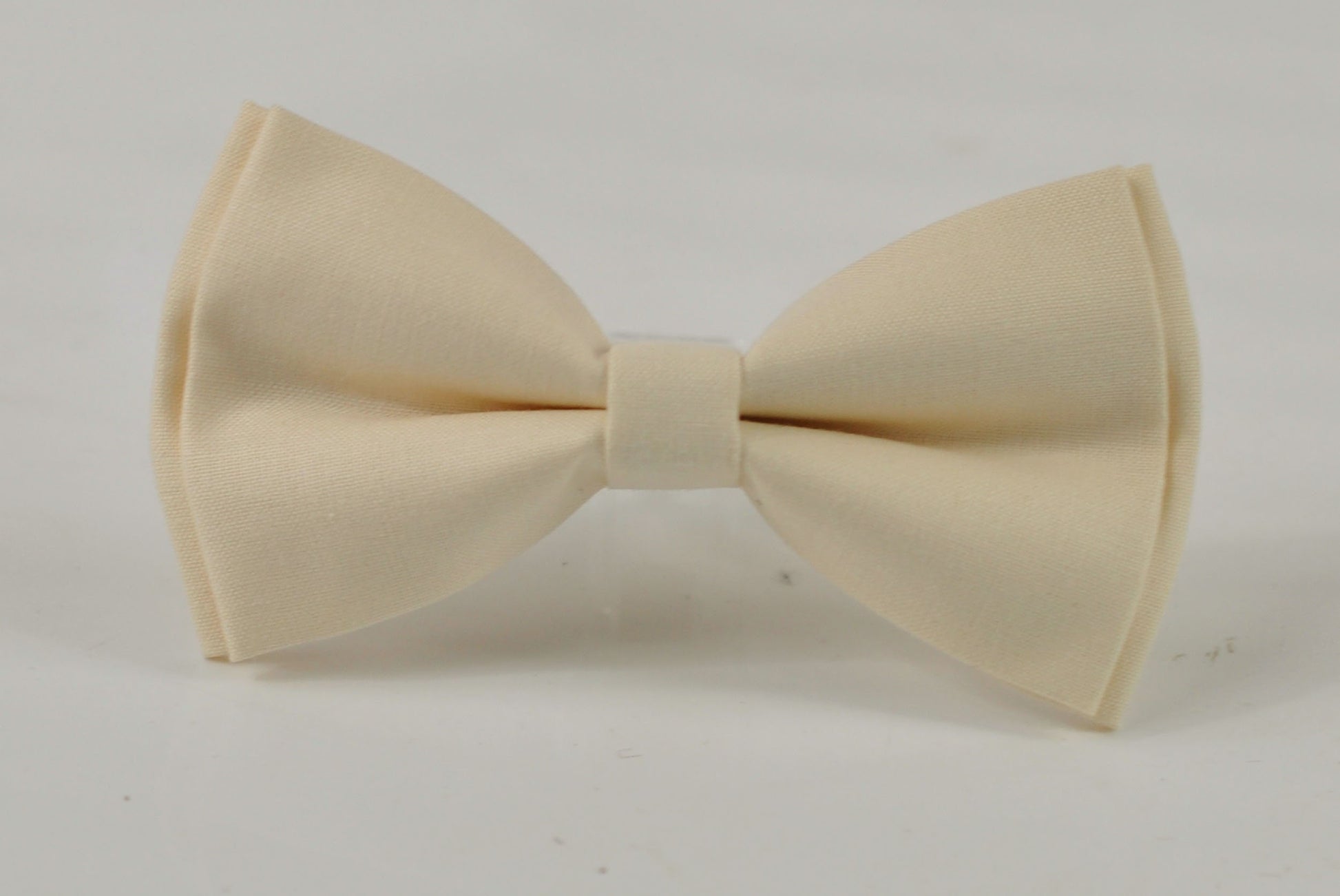 Off-White Ivory Cream Cotton Bow tie + Tan Brown Faux Leather Skinny Suspenders Braces For Youth Teenage / Boy Kids / Baby Infant Toddler