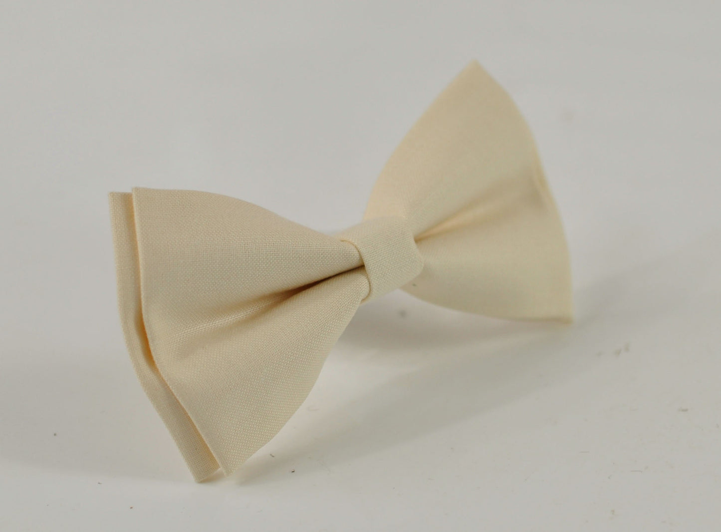 Off-White Ivory Cream Cotton Bow tie + Tan Brown Faux Leather Skinny Suspenders Braces For Youth Teenage / Boy Kids / Baby Infant Toddler