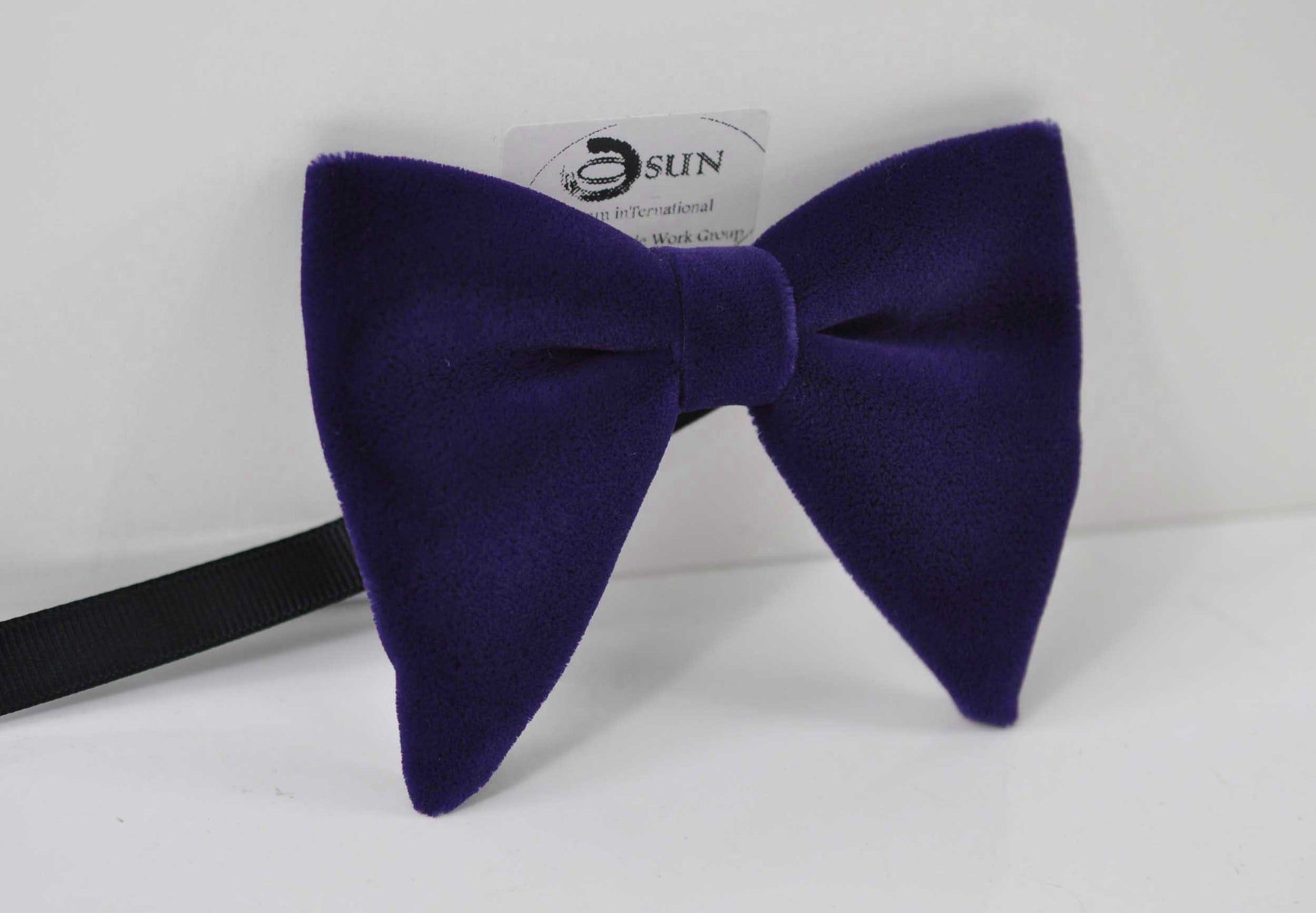 Men Adult Violet Purple Blue Solid Velvet Large Butterfly Oversized Oversize Pre tied Hand Made Bow tie Bowtie Wedding