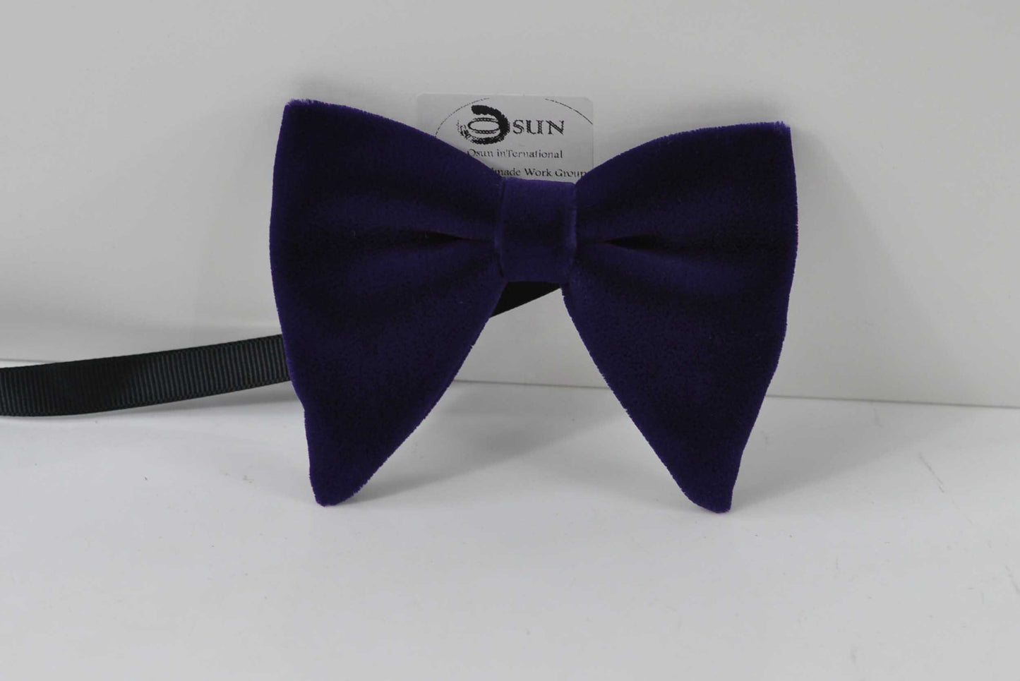Men Adult Violet Purple Blue Solid Velvet Large Butterfly Oversized Oversize Pre tied Hand Made Bow tie Bowtie Wedding