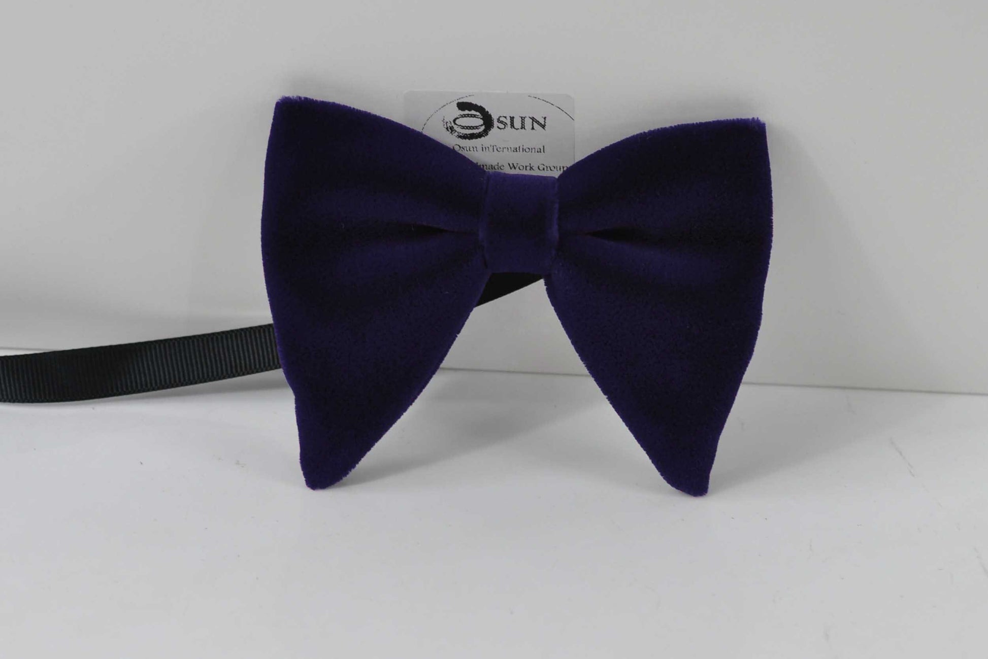 Men Adult Violet Purple Blue Solid Velvet Large Butterfly Oversized Oversize Pre tied Hand Made Bow tie Bowtie Wedding