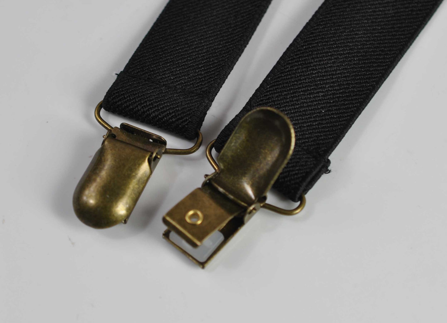 Men Women Black 25mm 2.5cm Wide X-Back 4 Bronze Metal Clips Pants Adjustable Elastic Suspenders Braces Fits Height 150cm to 210cm