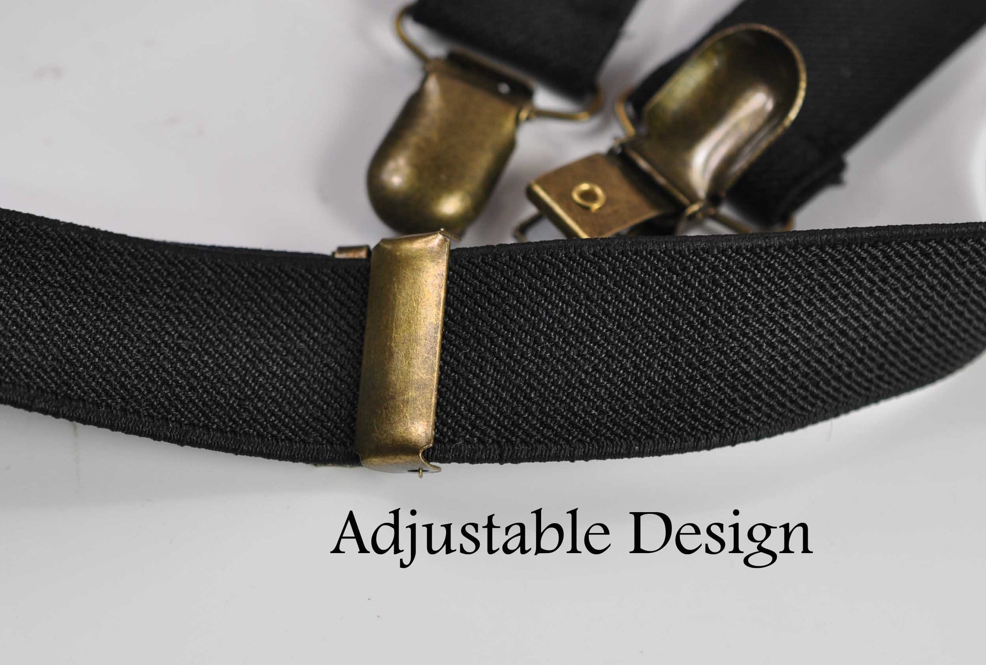 Men Women Black 25mm 2.5cm Wide X-Back 4 Bronze Metal Clips Pants Adjustable Elastic Suspenders Braces Fits Height 150cm to 210cm