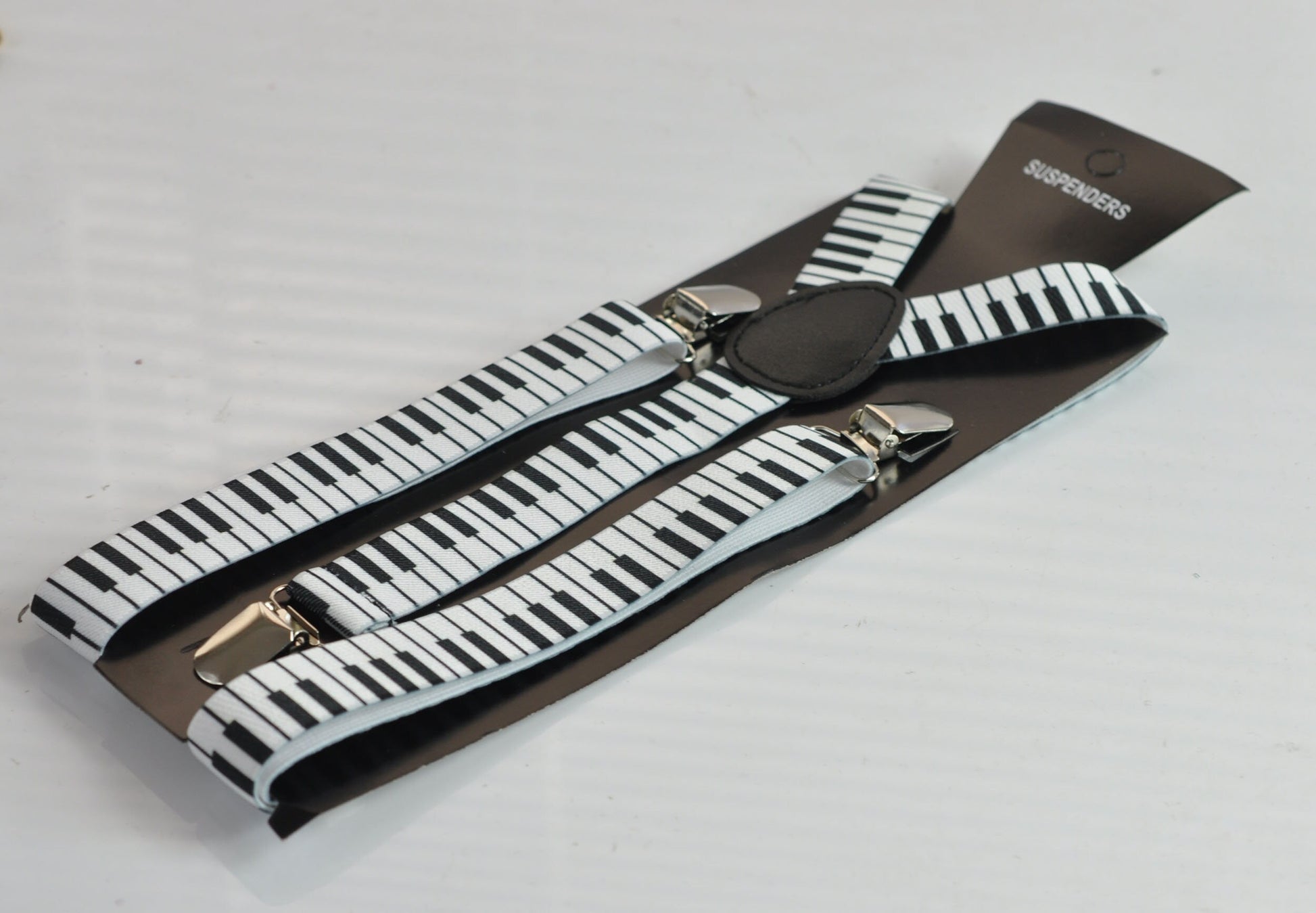 Black White Cotton Sheet Music Notes Bow Tie + Piano Keyboard Suspenders Braces for Men / Youth Teenage / Boy Kids / Baby Infant Toddler
