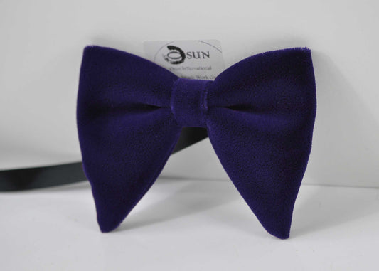 Men Adult Violet Purple Blue Solid Velvet Large Butterfly Oversized Oversize Pre tied Hand Made Bow tie Bowtie Wedding