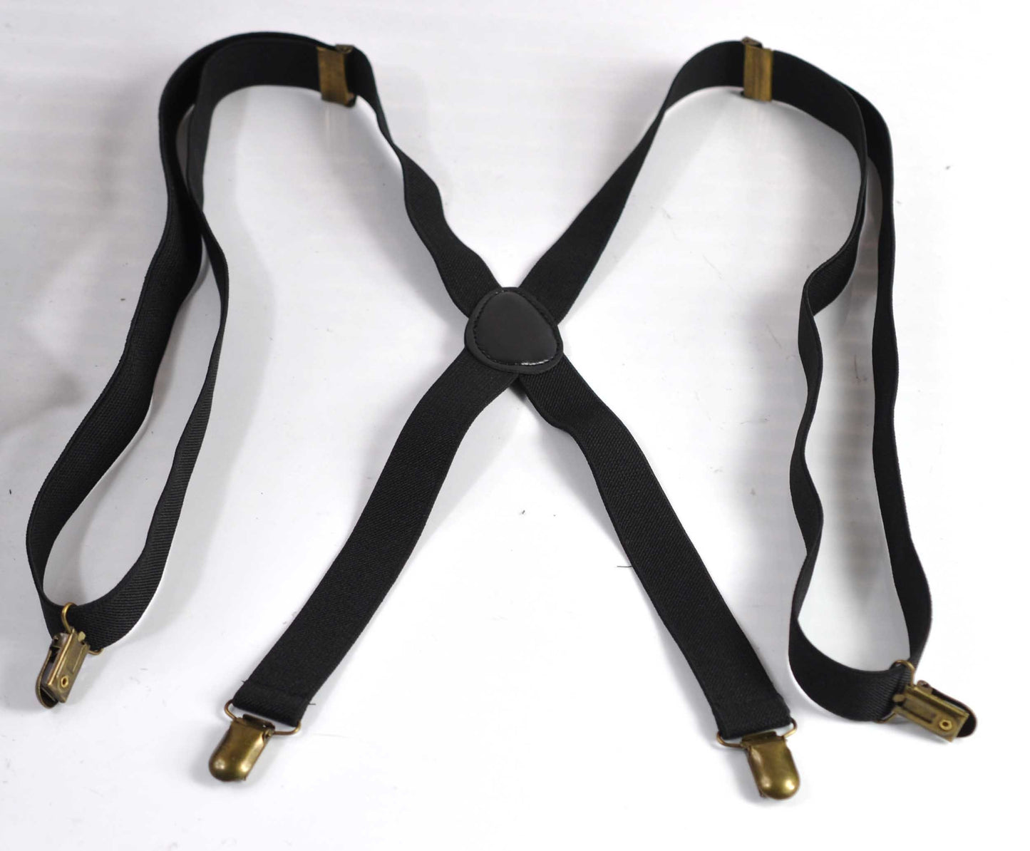 Men Women Black 25mm 2.5cm Wide X-Back 4 Bronze Metal Clips Pants Adjustable Elastic Suspenders Braces Fits Height 150cm to 210cm