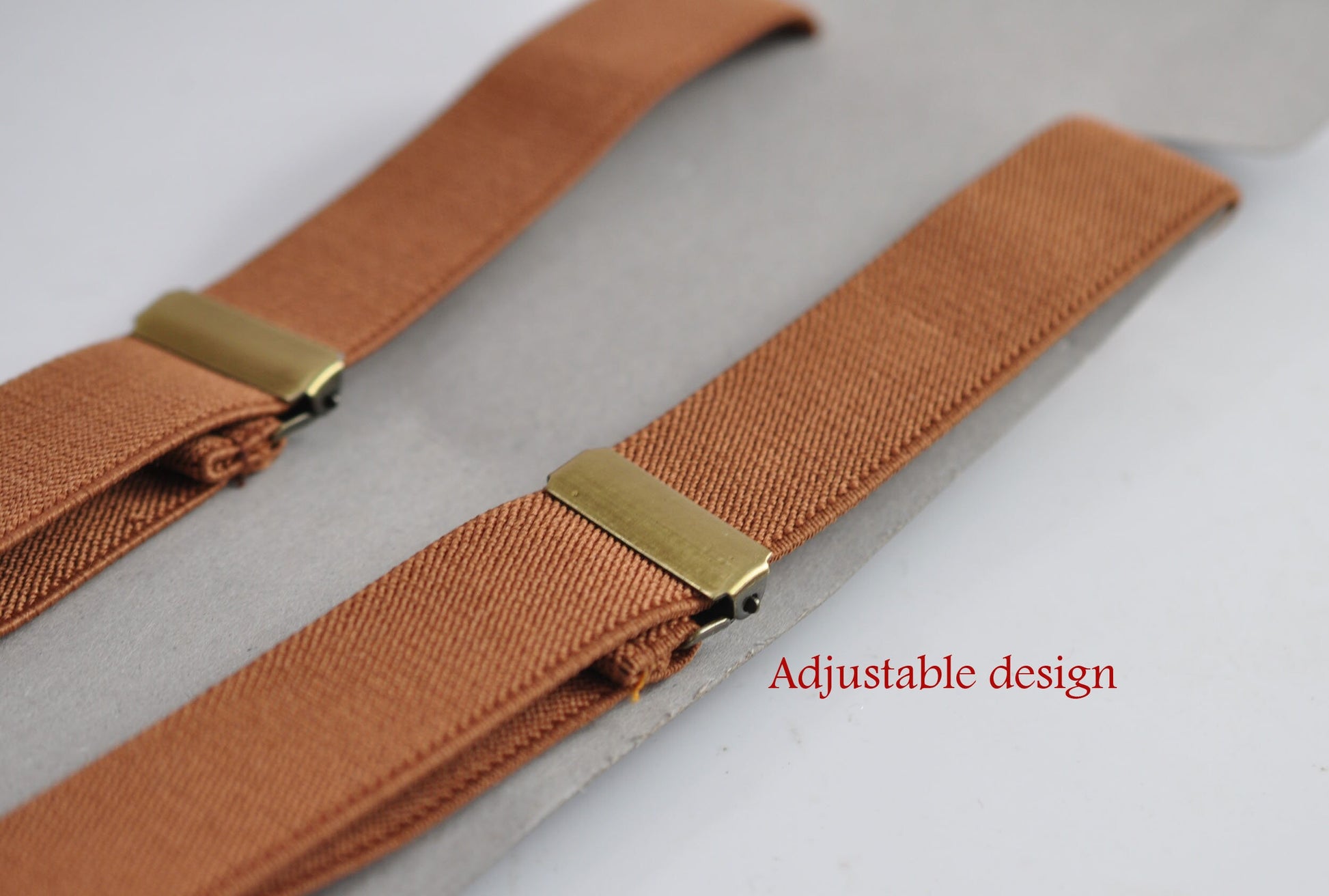 Amy Green Olive Green Cotton Bow tie + Tan Toffee Brown Elastic Suspenders Braces for Men / Youth / Boys Kids / Baby Infant Toddler