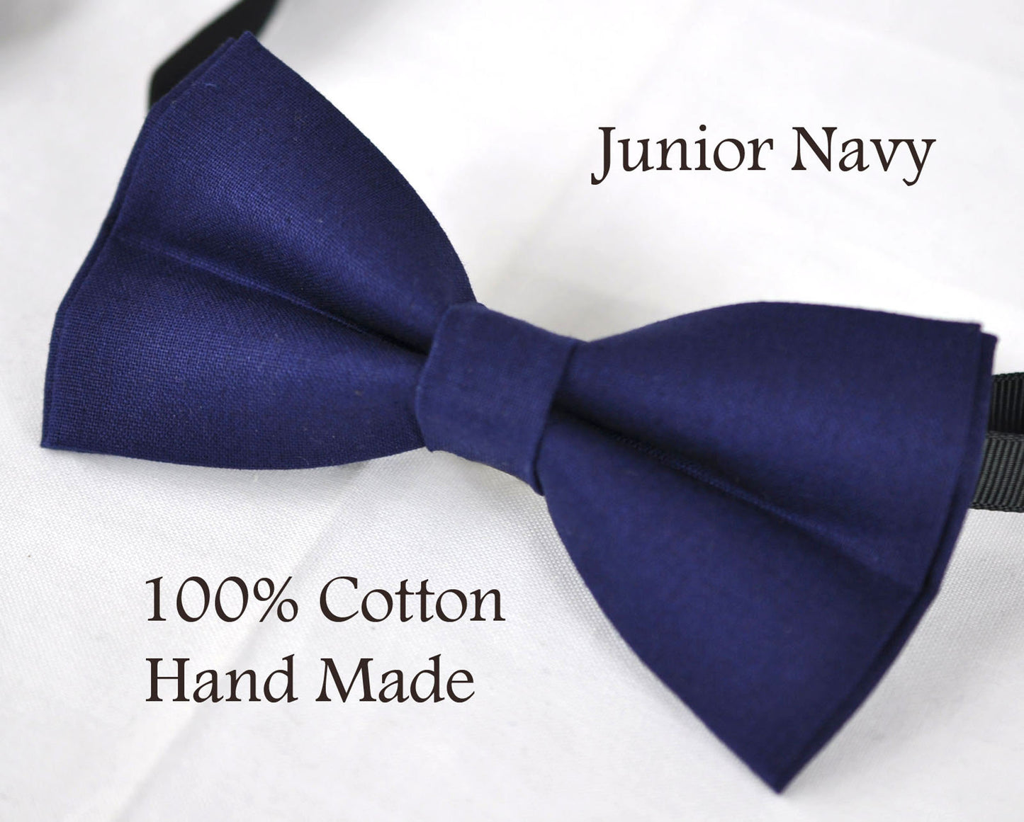 Junior Navy Blue Cotton Bow tie Bowtie + Brown Elastic Suspenders Braces for Men / Youth Teenage/ Boys Kids / Baby Infant Toddler