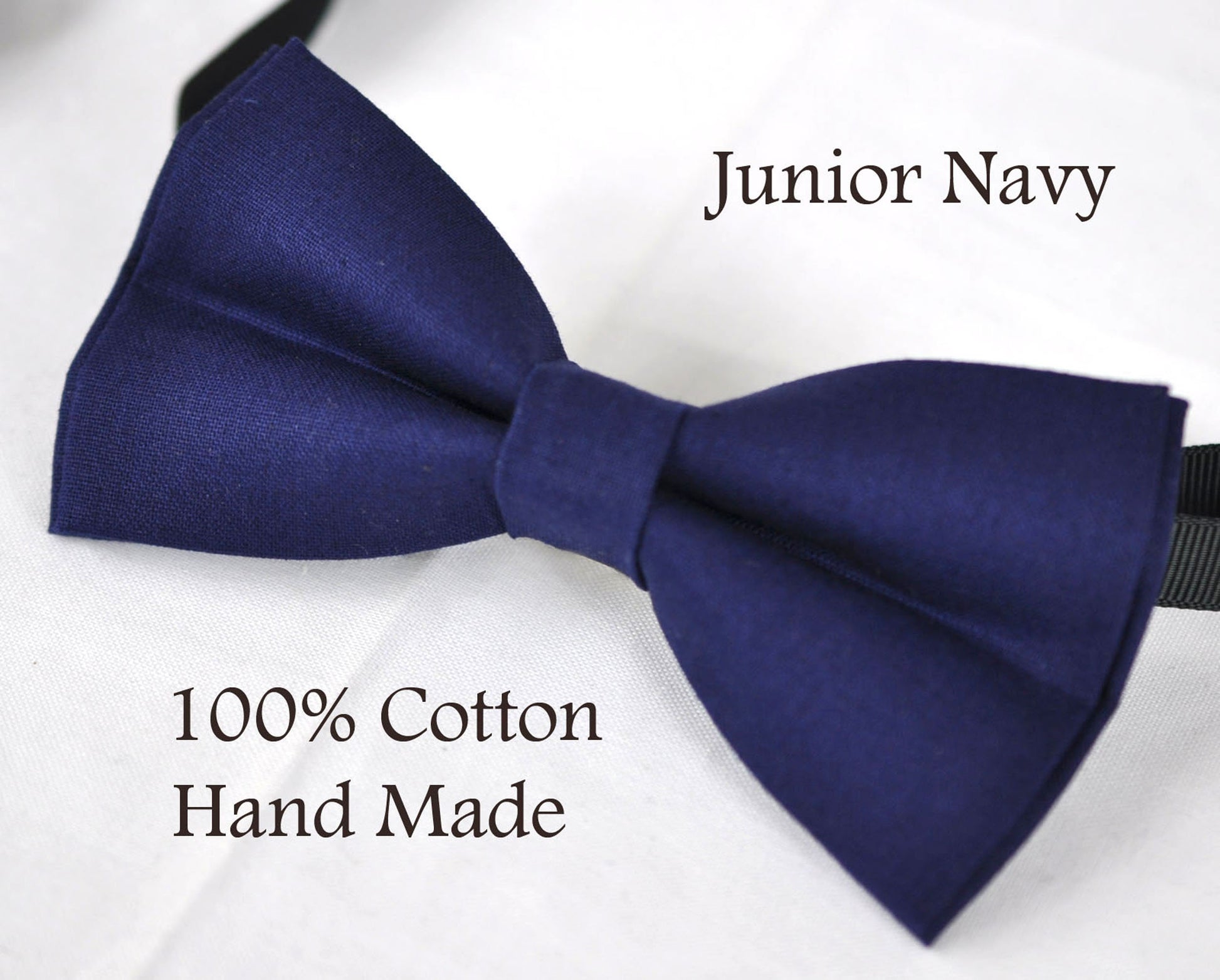 Junior Navy Blue Cotton Bow tie Bowtie + Brown Elastic Suspenders Braces for Men / Youth Teenage/ Boys Kids / Baby Infant Toddler