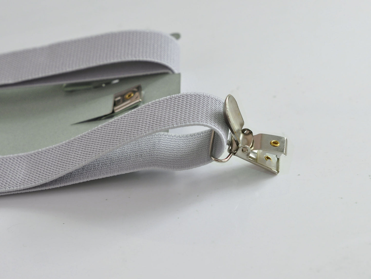 Silver Grey Gray 25MM Elastic Y-Back Suspenders Braces Metal Clips for Men Adult / Youth Teenage / Kids Boy /Toddler Baby Infant