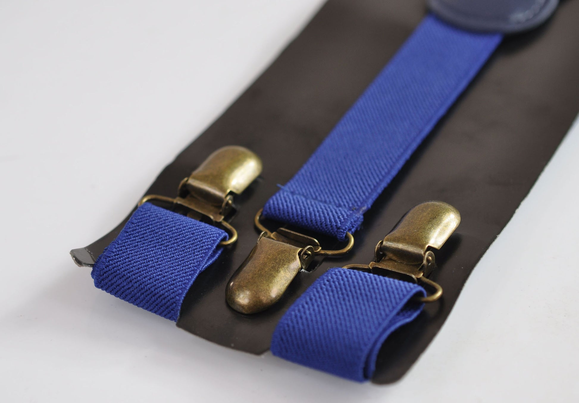 Indigo Blue Royal Blue 25MM Elastic Y-Back Suspenders Braces Bronze Metal Clips for Men Adult / Youth Teenage/ Kids Boy /Toddler Baby Infant