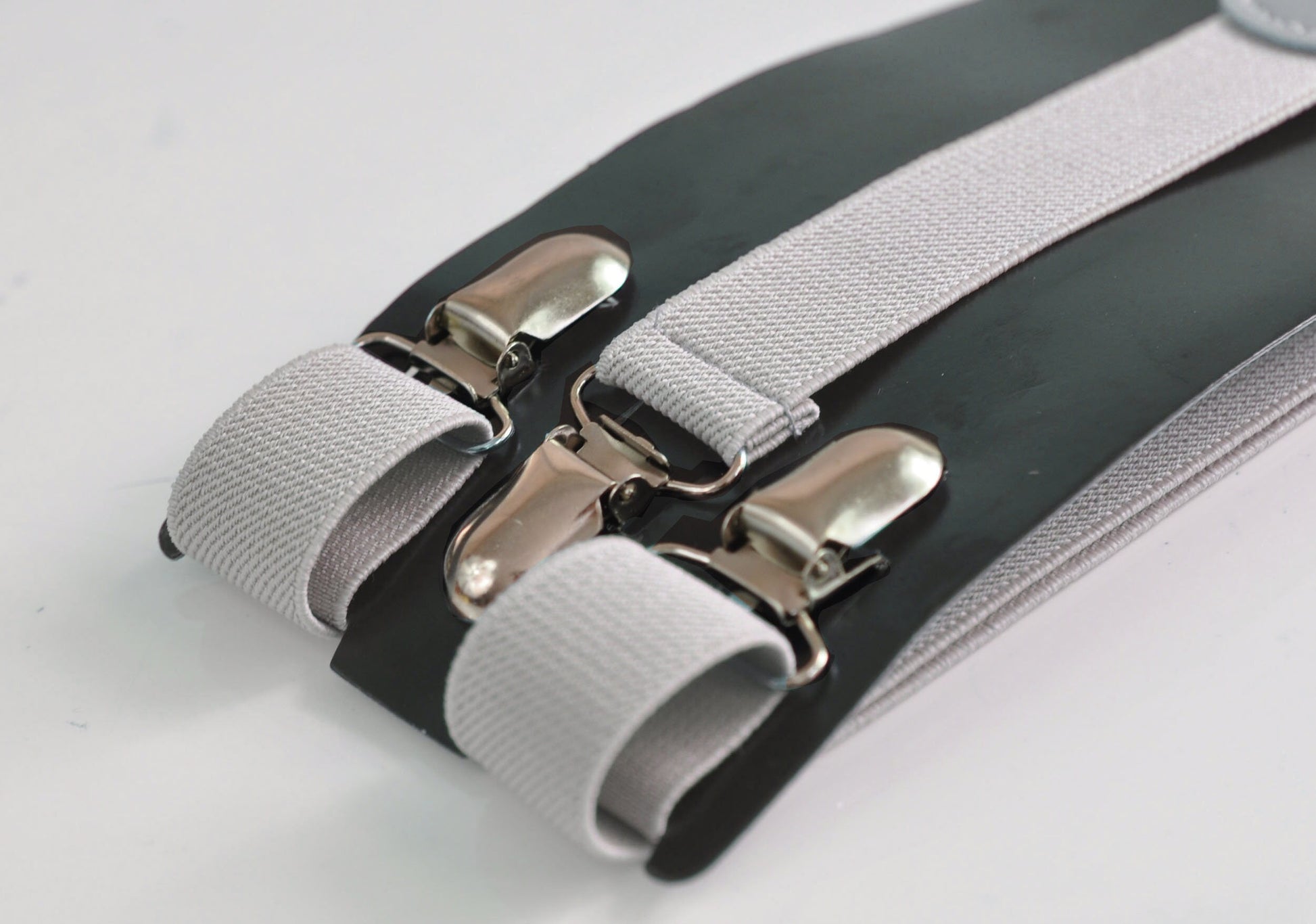 Silver Grey Gray 25MM Elastic Y-Back Suspenders Braces Metal Clips for Men Adult / Youth Teenage / Kids Boy /Toddler Baby Infant