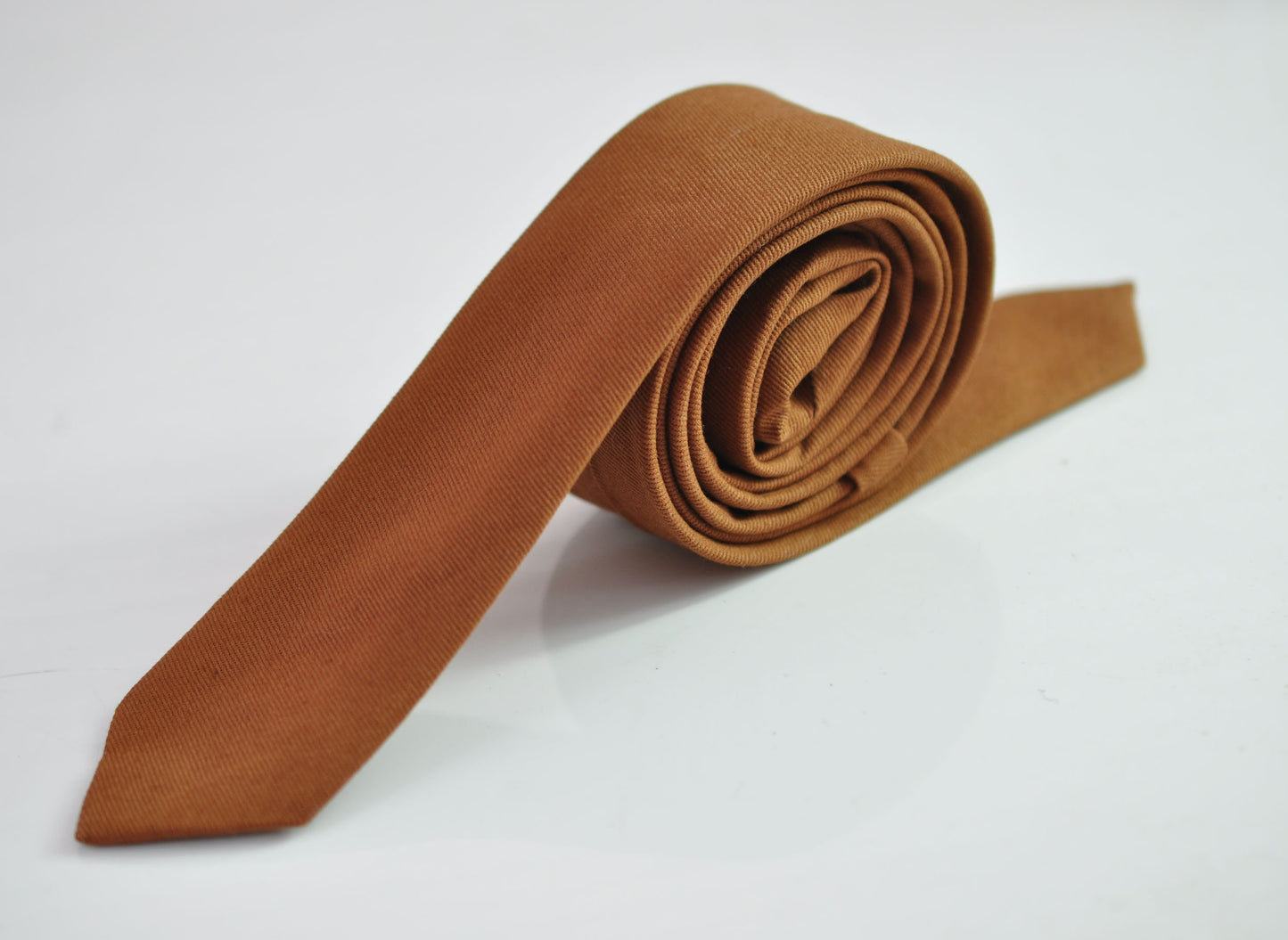 Men Women Unisex Tan Brown Skinny 100% Cotton Necktie Neck Tie for Wedding Party Prom