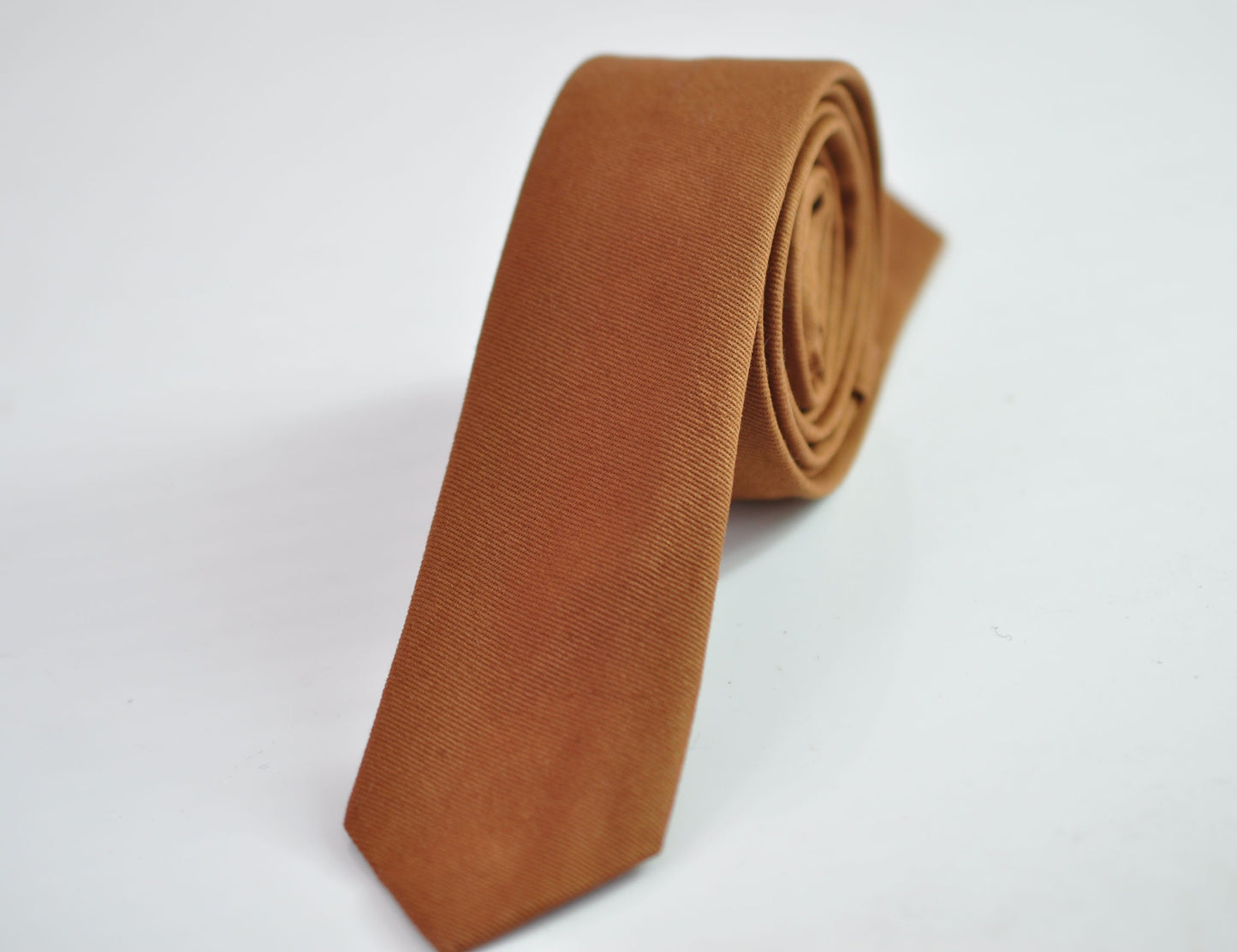 Men Women Unisex Tan Brown Skinny 100% Cotton Necktie Neck Tie for Wedding Party Prom