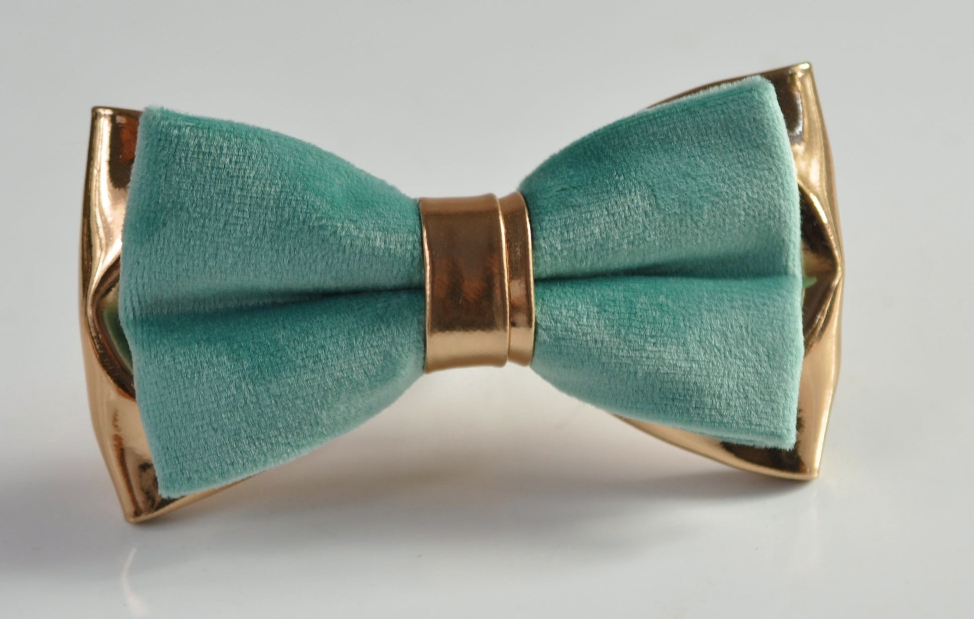 Sage Green Velvet + Rose Gold Faux Leather Pre tied Bow tie Bowtie for Men Adult / Youth Teenage / Boy Kids / Baby Infant