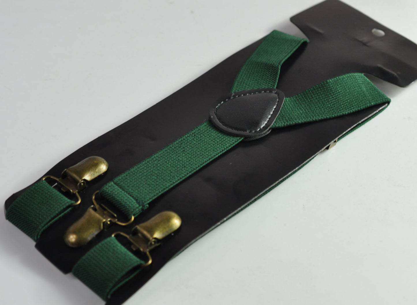 Dark Emerald Green and BLACK Bow tie + Green Elastic Suspenders Braces for Men / Youth / Boys Kids / Baby Toddler
