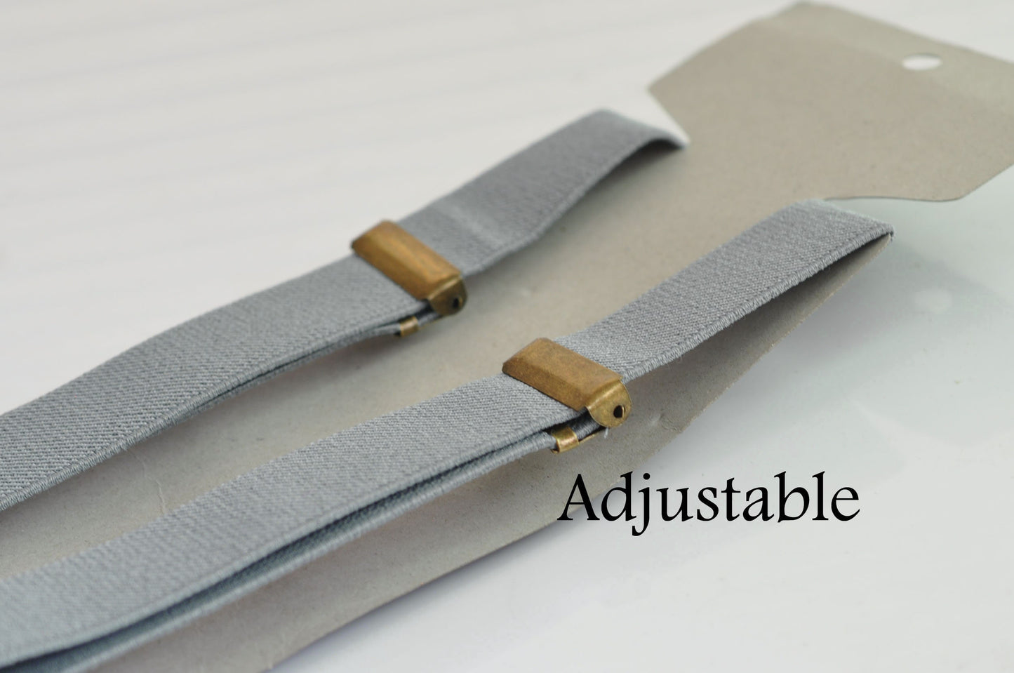 Grey Gray 25MM Elastic Y-Back Suspenders Braces Bronze Metal Clips for Men Adult / Youth Teenage / Kids Boy /Toddler Baby Infant
