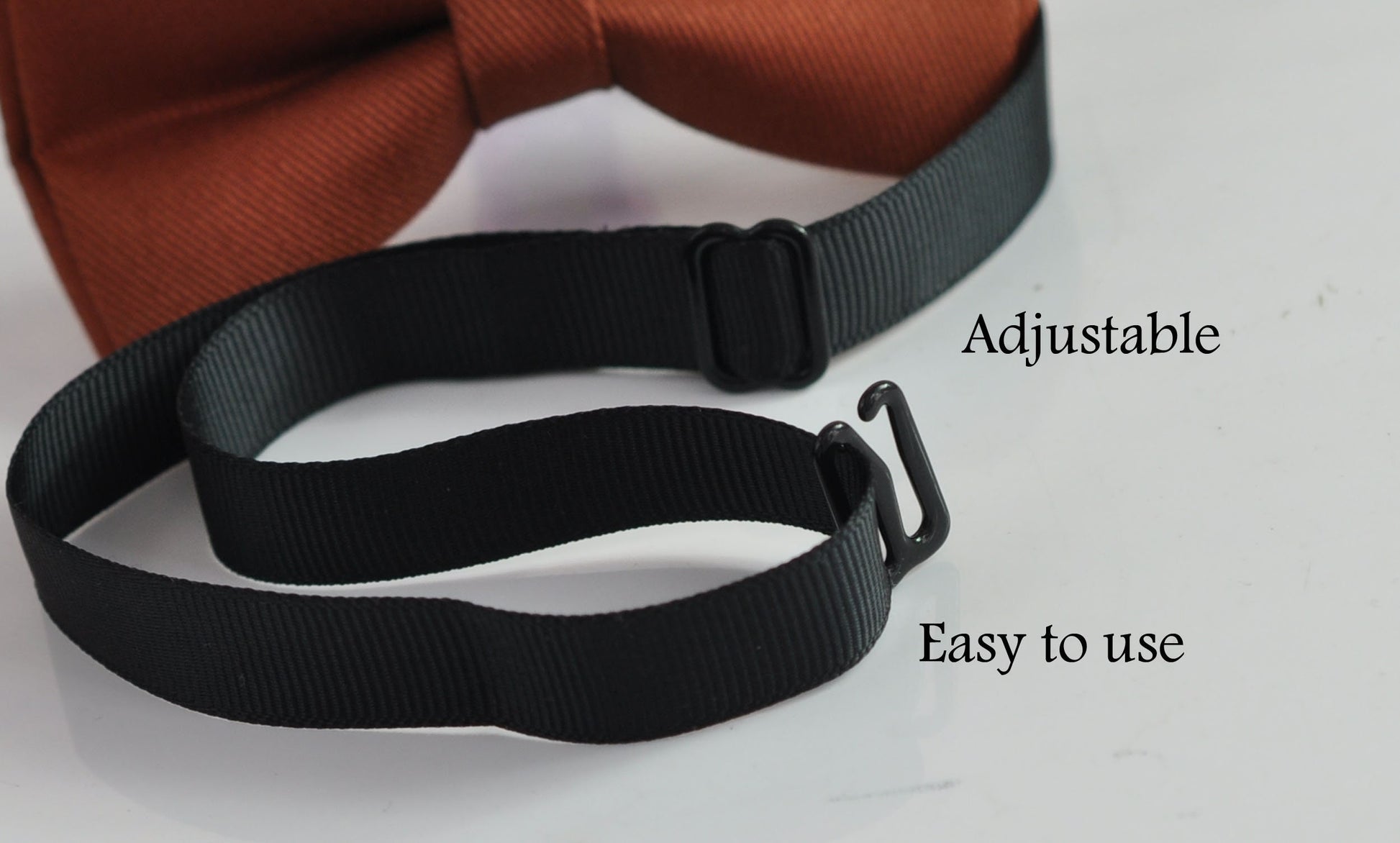 Rusty Rust Redish Brown Cotton Bow tie + Tan Elastic Faux Leather Suspenders Braces for Baby infant Toddler / Boy Kids / Youth / Adult Men