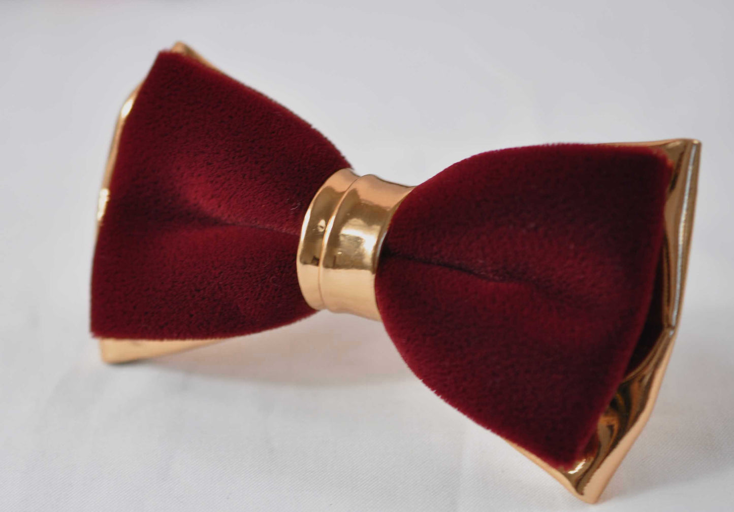 Burgundy Wine Red Velvet Rose Gold Faux Leather Bow tie + Navy Blue Elastic Suspenders Braces for Baby Infant / Boy Kids / Youth / Men