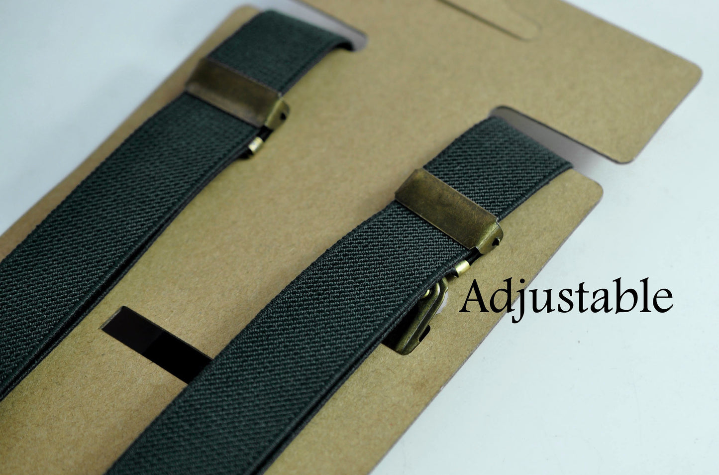 25mm Wide Black Elastic Tan Faux Leather Adjustabale Suspenders Braces for Men / Youth Teenage / Boy Kids / Infant Toddler Baby