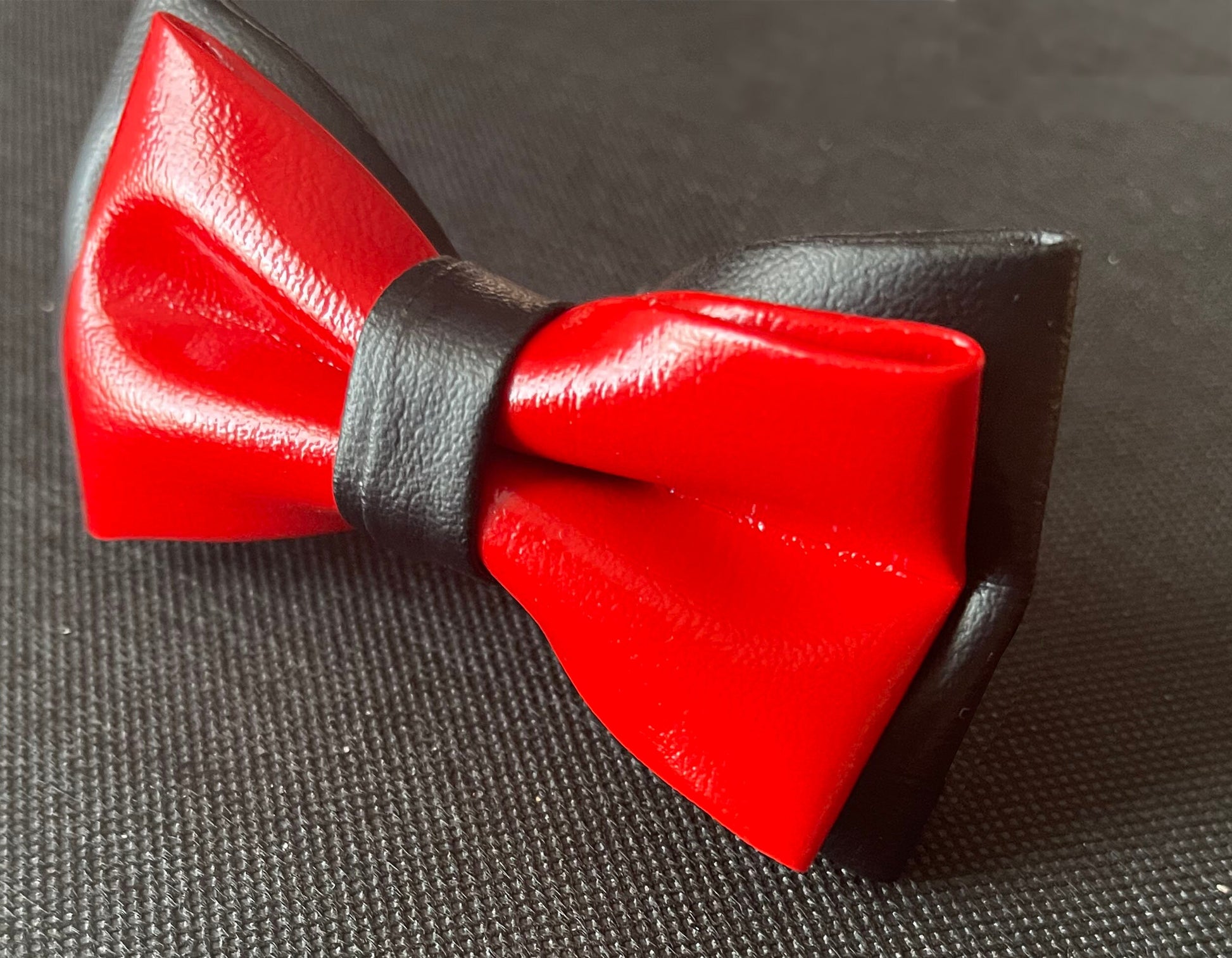 Red and Black Faux Leather Pretied Bow tie Bowtie for Men Adult / Youth Teenage / Page Boy Kids / Toddler Baby infant