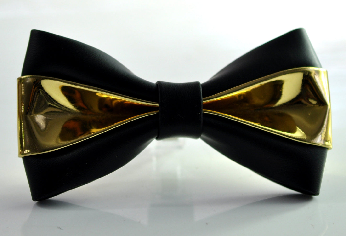 Black Gold Golden Faux Leather Shining Bow tie + BLACK Elastic Suspenders Braces Men / Youth / Kids Boy /Toddler Baby Infant