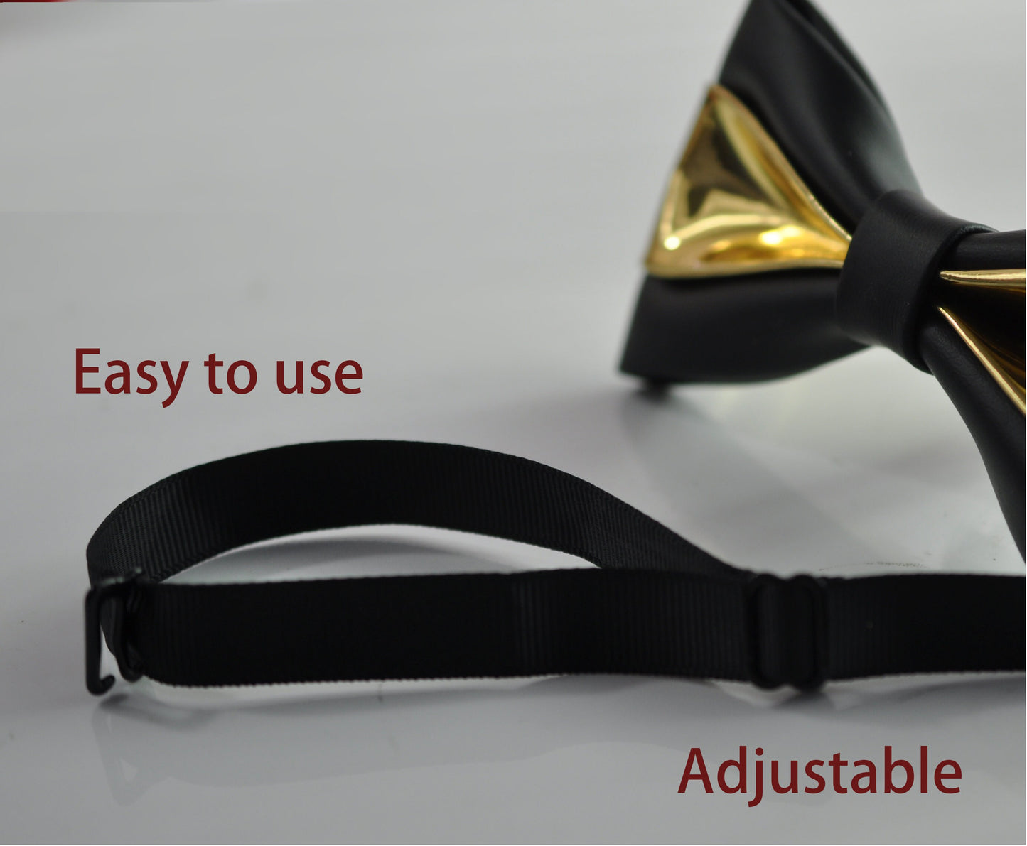 Black Gold Golden Faux Leather Shining Bow tie + BLACK Elastic Suspenders Braces Men / Youth / Kids Boy /Toddler Baby Infant