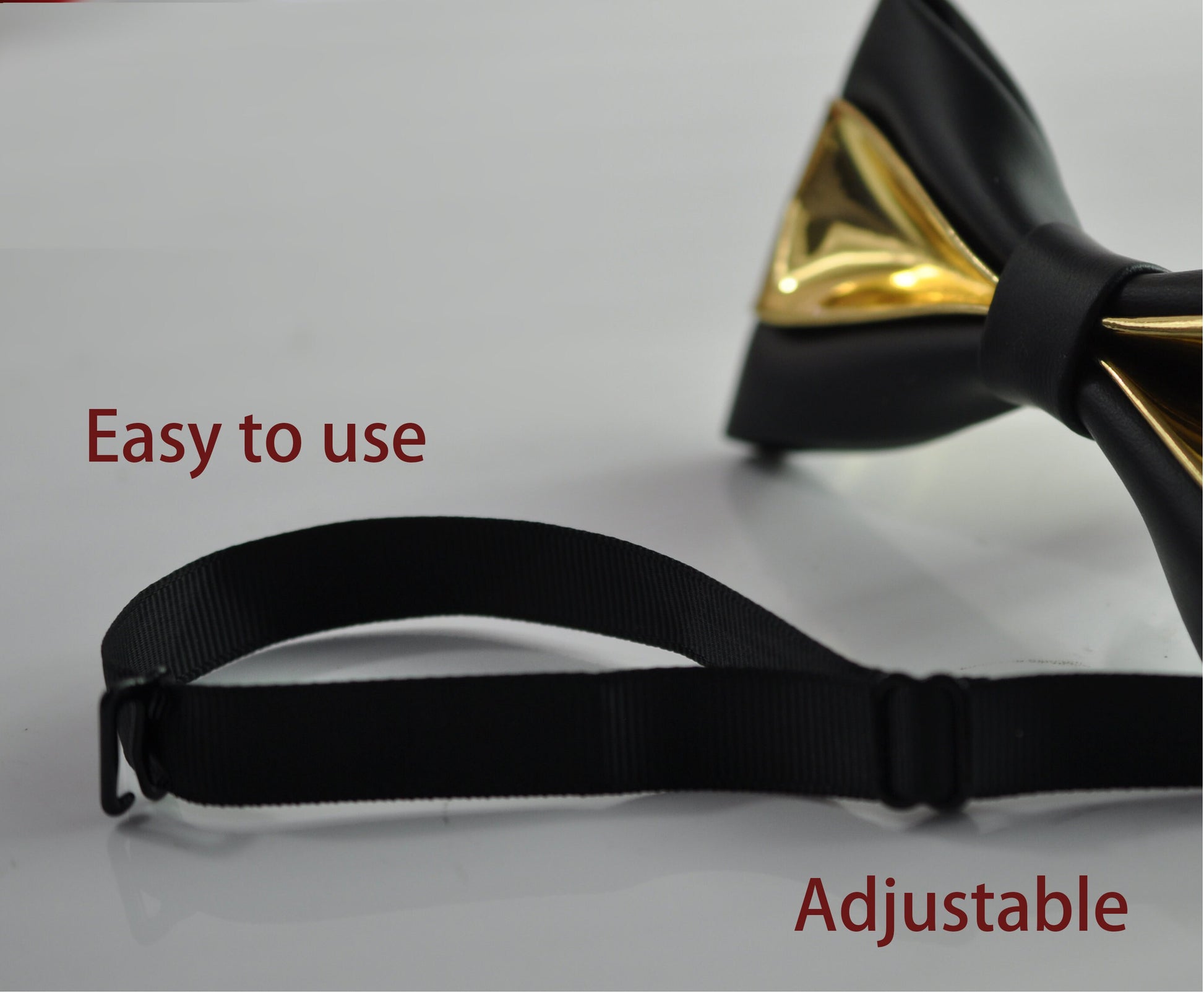 Black Gold Golden Faux Leather Shining Bow tie + BLACK Elastic Suspenders Braces Men / Youth / Kids Boy /Toddler Baby Infant