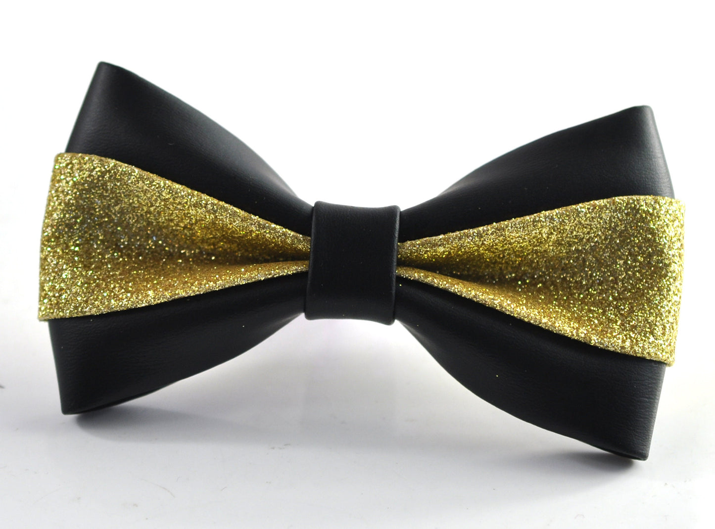 Black Gold Golden Faux Leather Shining Bow tie + BLACK Elastic Suspenders Braces Men / Youth / Kids Boy /Toddler Baby Infant