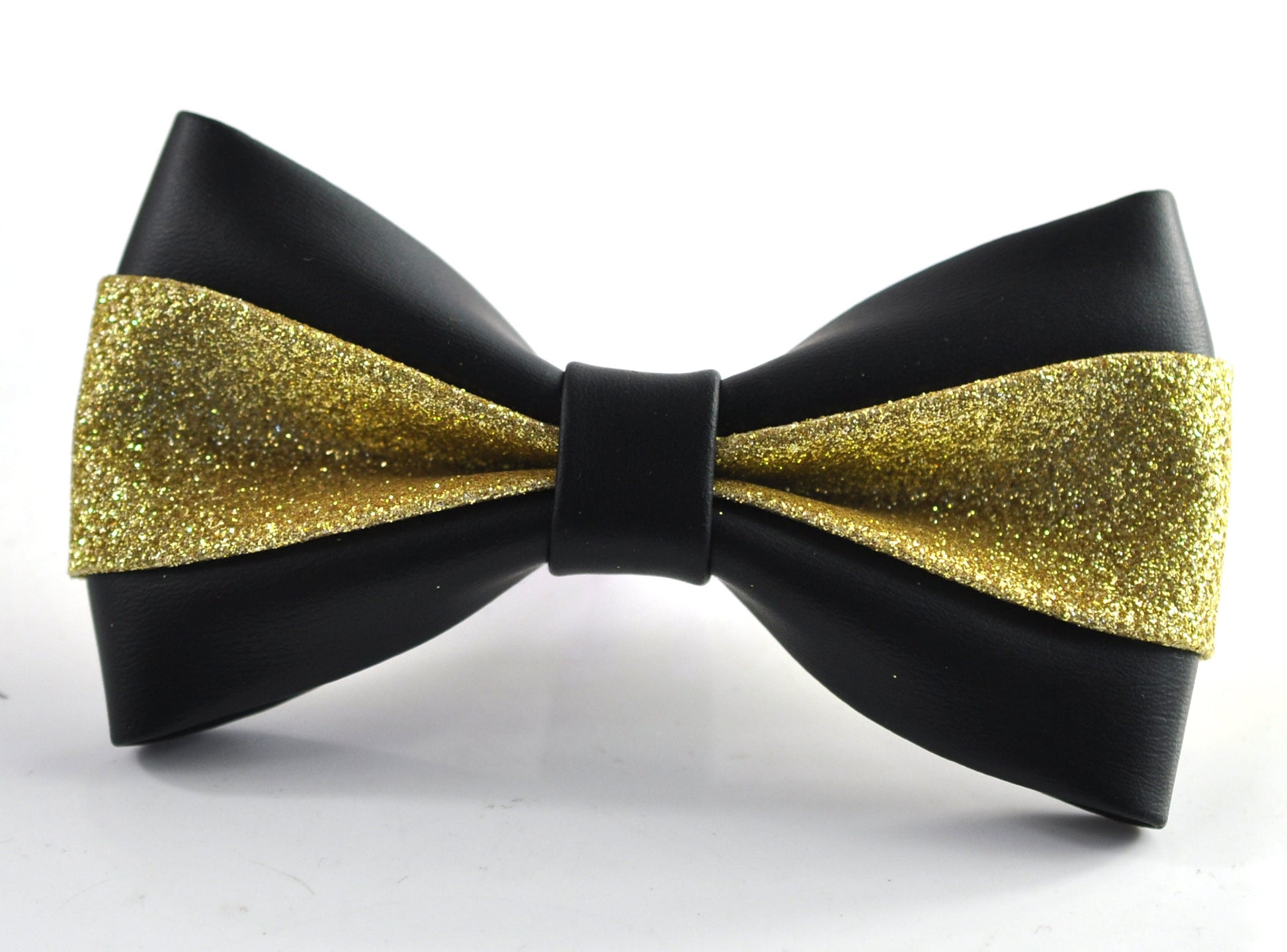 Black Gold Golden Faux Leather Shining Bow tie + BLACK Elastic Suspenders Braces Men / Youth / Kids Boy /Toddler Baby Infant