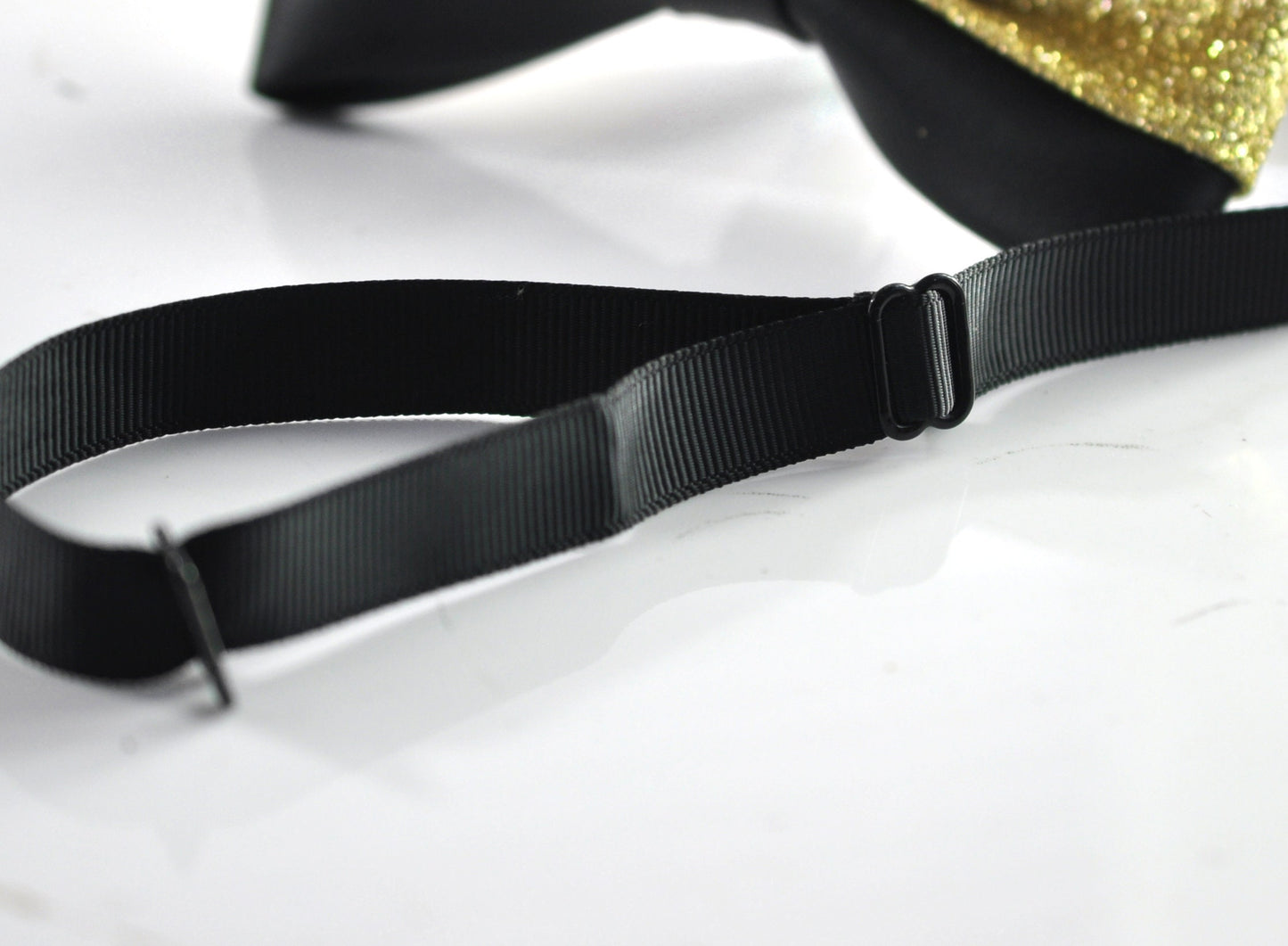 Black Gold Golden Faux Leather Shining Bow tie + BLACK Elastic Suspenders Braces Men / Youth / Kids Boy /Toddler Baby Infant