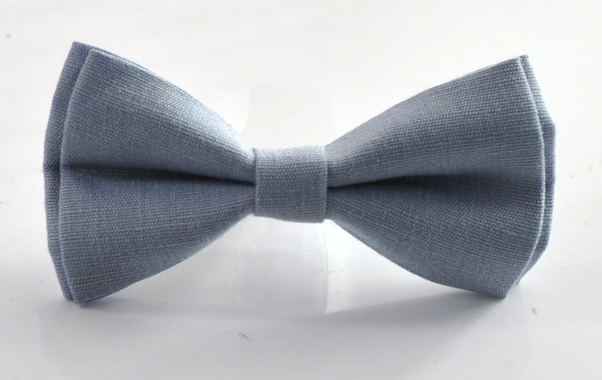 Dusty blue Linen Bow tie Bowtie + Elastic Suspenders Braces + Pocket Square Hanky Handkerchief for Men / Youth / Boys Kids / Baby Infant