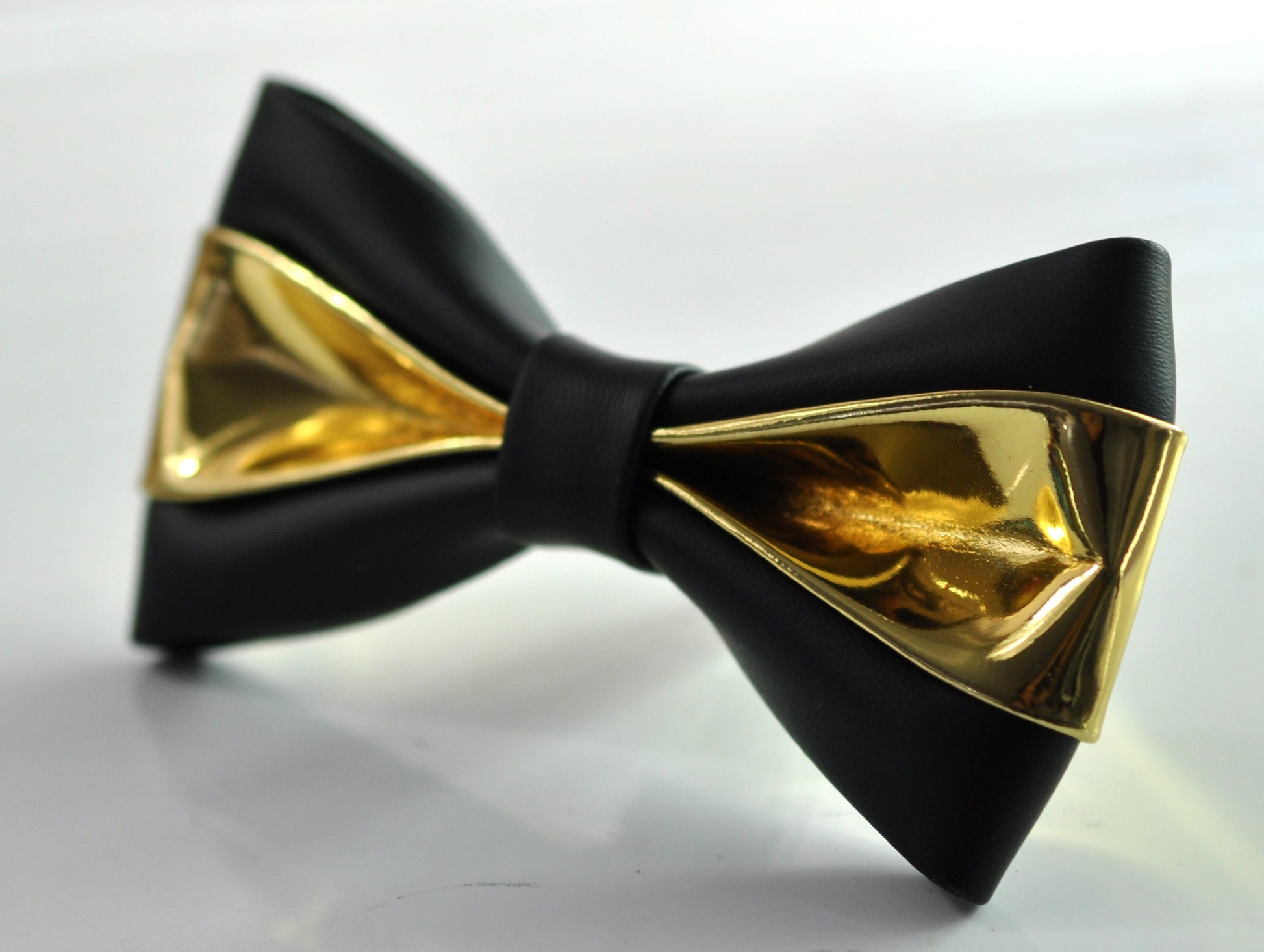 Black Gold Golden Faux Leather Shining Bow tie + BLACK Elastic Suspenders Braces Men / Youth / Kids Boy /Toddler Baby Infant