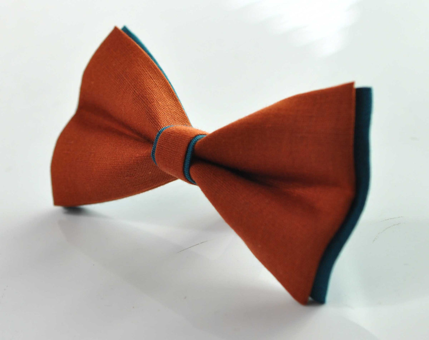 Turquoise Teal Blue and Burnt Orange Linen Bow tie Bowtie + Burnt Orange Suspenders Braces Men / Youth / Boys Kids / Baby Infant Toddler