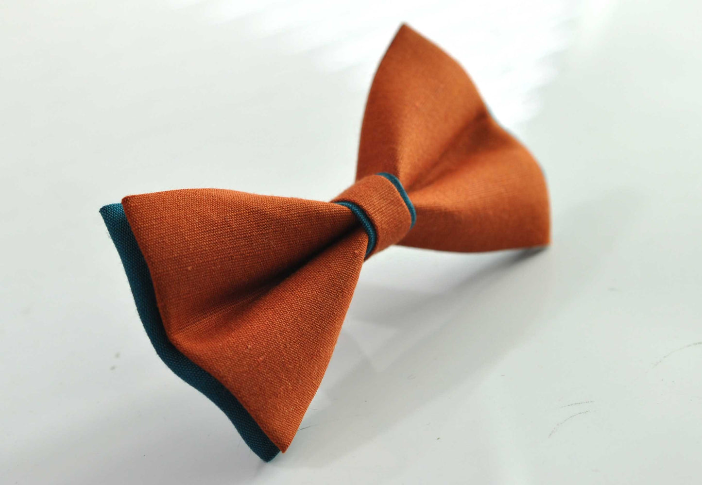 Turquoise Teal Blue and Burnt Orange Linen Bow tie Bowtie + Burnt Orange Suspenders Braces Men / Youth / Boys Kids / Baby Infant Toddler