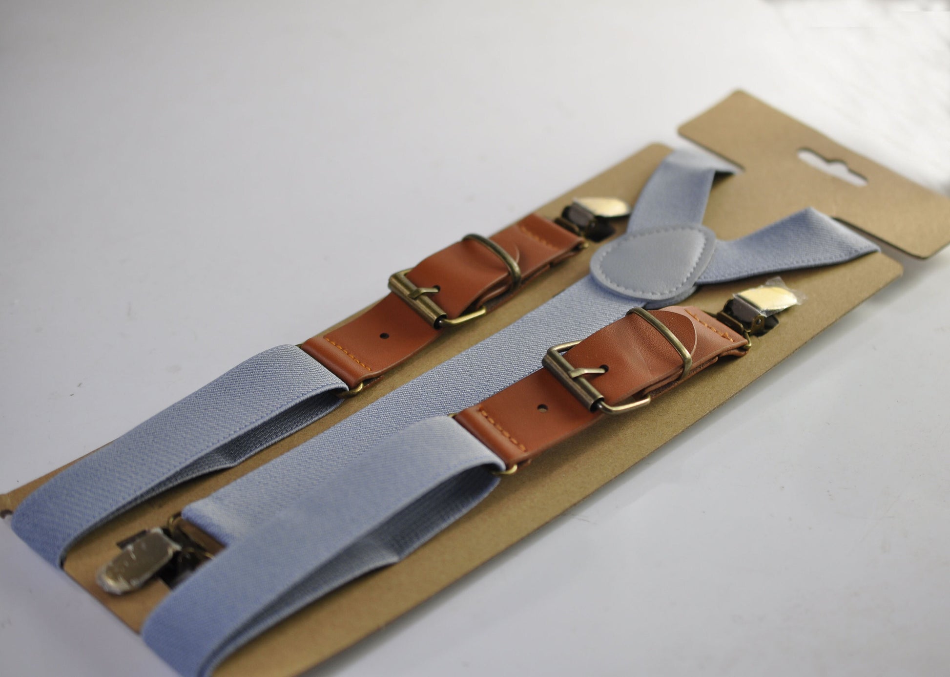 Dusty blue Light BLue Linen Bow tie Bowtie + Matched Elastic Suspenders Braces for Men / Youth / Boys Kids / Baby Infant Toddler