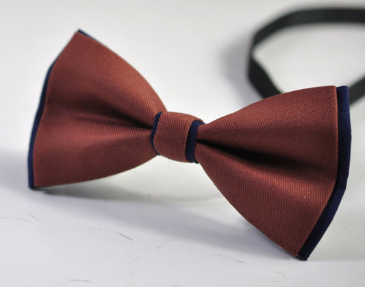 BLACK and Cinnamon Terracotta Brown Cotton Pre tied Bow tie Bowtie for Men Adult / Youth Teenage / Boy Kids / Baby Infant