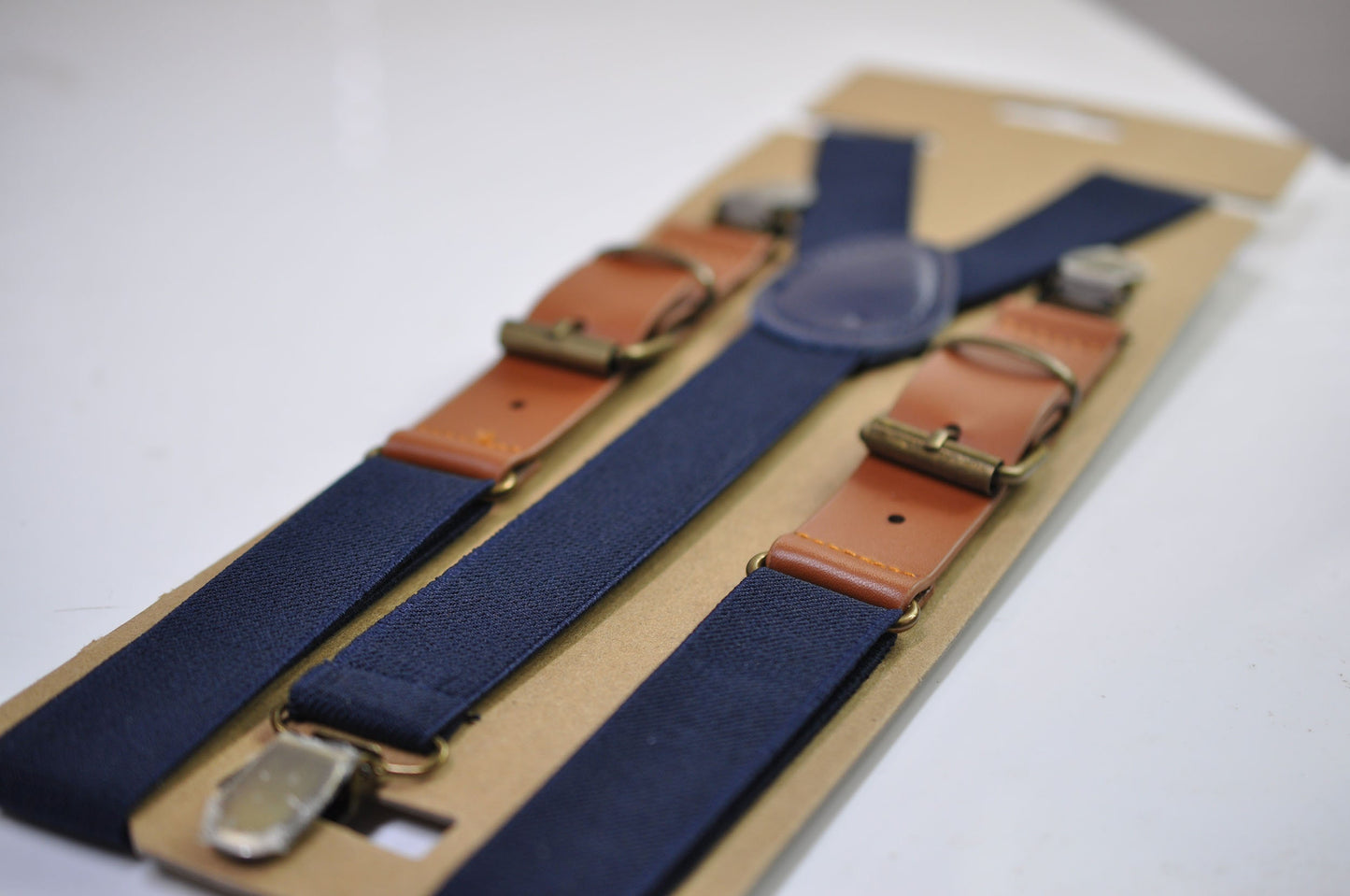 Dark Navy Blue Faux Leather Adjustabale Suspenders Braces for Men Adult / Youth Teenage / Boy Kids / Infant Toddler Baby
