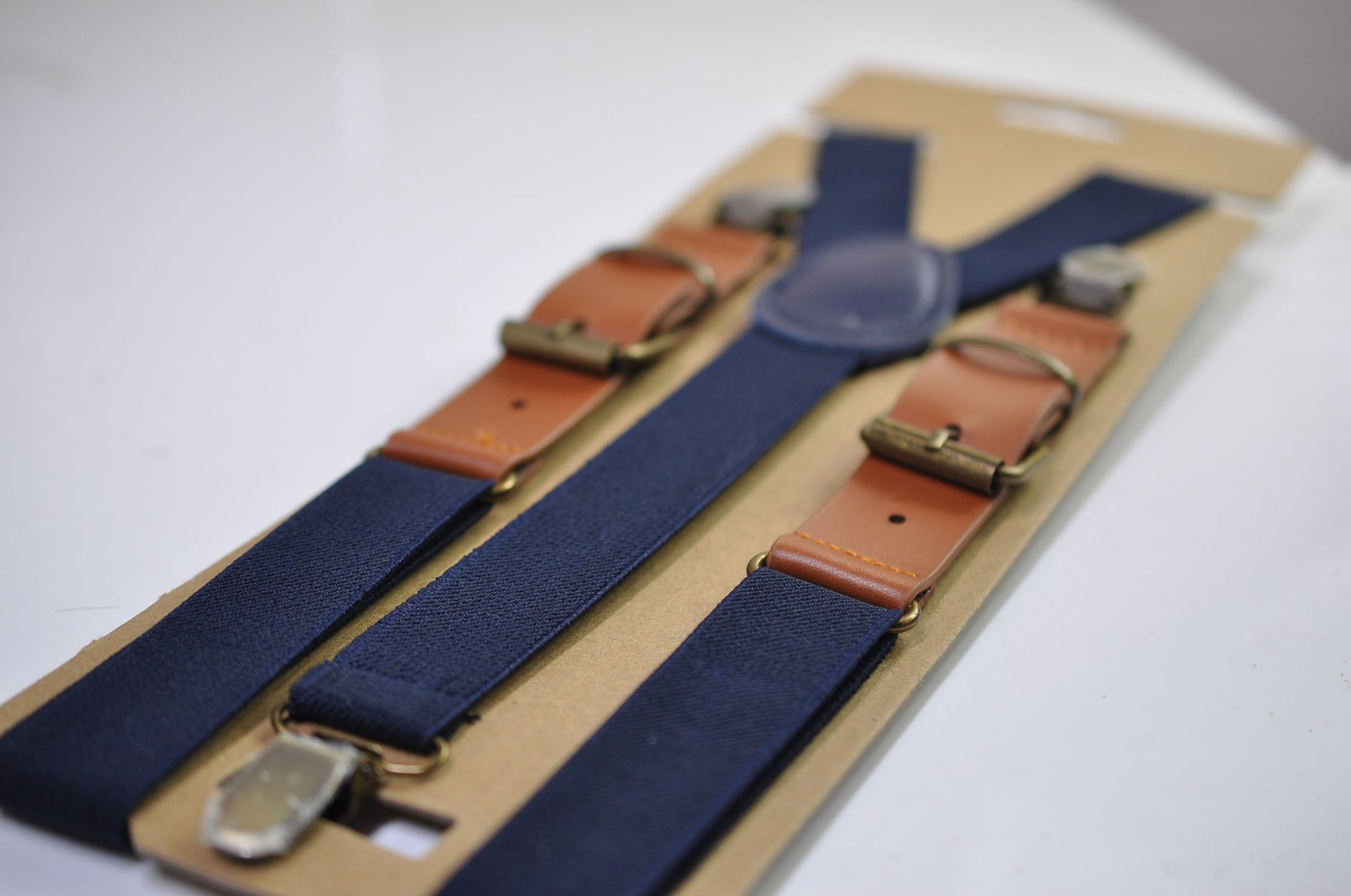 Dark Navy Blue Faux Leather Adjustabale Suspenders Braces for Men Adult / Youth Teenage / Boy Kids / Infant Toddler Baby