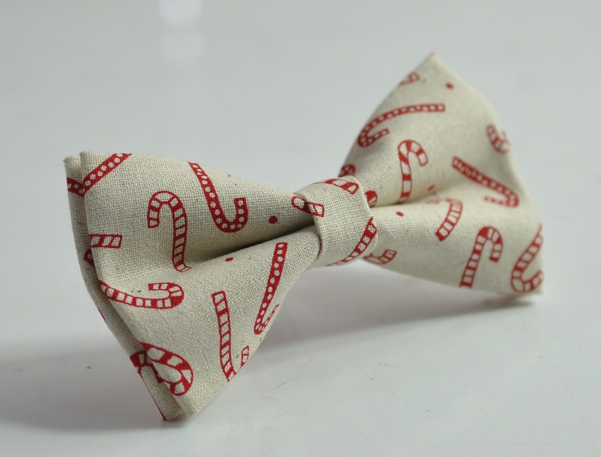 Cream Candy Cane Canes Sticks Print Xmas Christmas Cotton Bow tie Bowtie for Men Adult / Youth Teenage / Boy Kids / Toddler Baby Infant