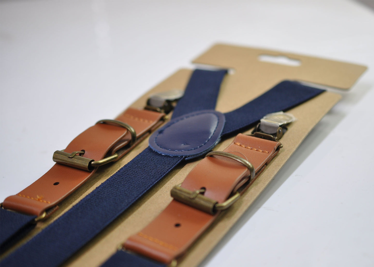 Dark Navy Blue Faux Leather Adjustabale Suspenders Braces for Men Adult / Youth Teenage / Boy Kids / Infant Toddler Baby