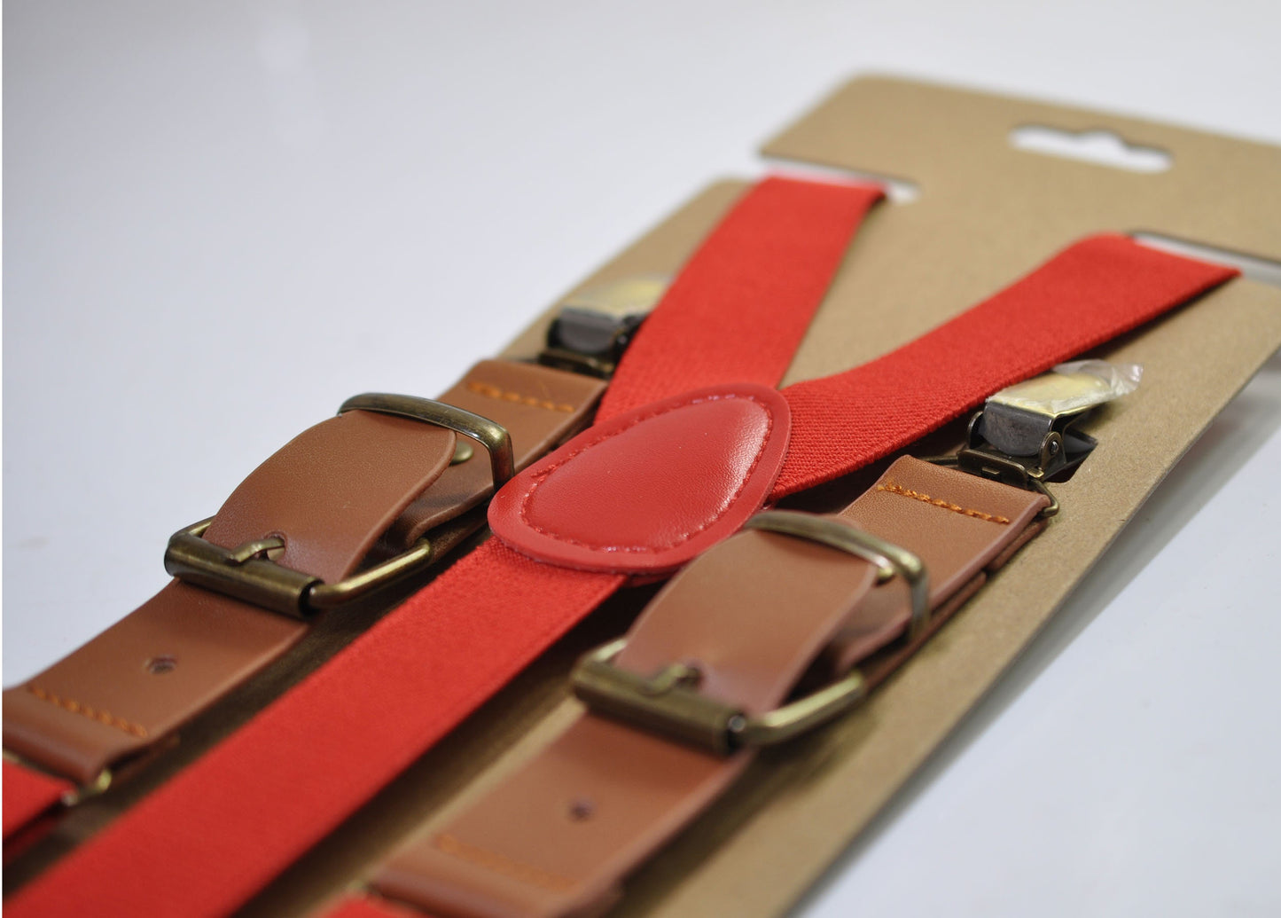 Red Faux Leather Adjustabale Suspenders Braces for Men Adult / Youth Teenage / Boy Kids / Infant Toddler Baby