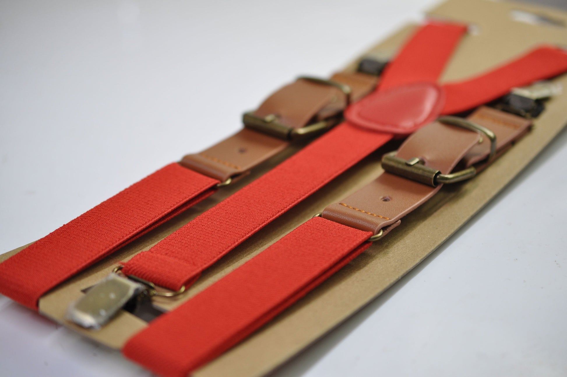 Red Faux Leather Adjustabale Suspenders Braces for Men Adult / Youth Teenage / Boy Kids / Infant Toddler Baby
