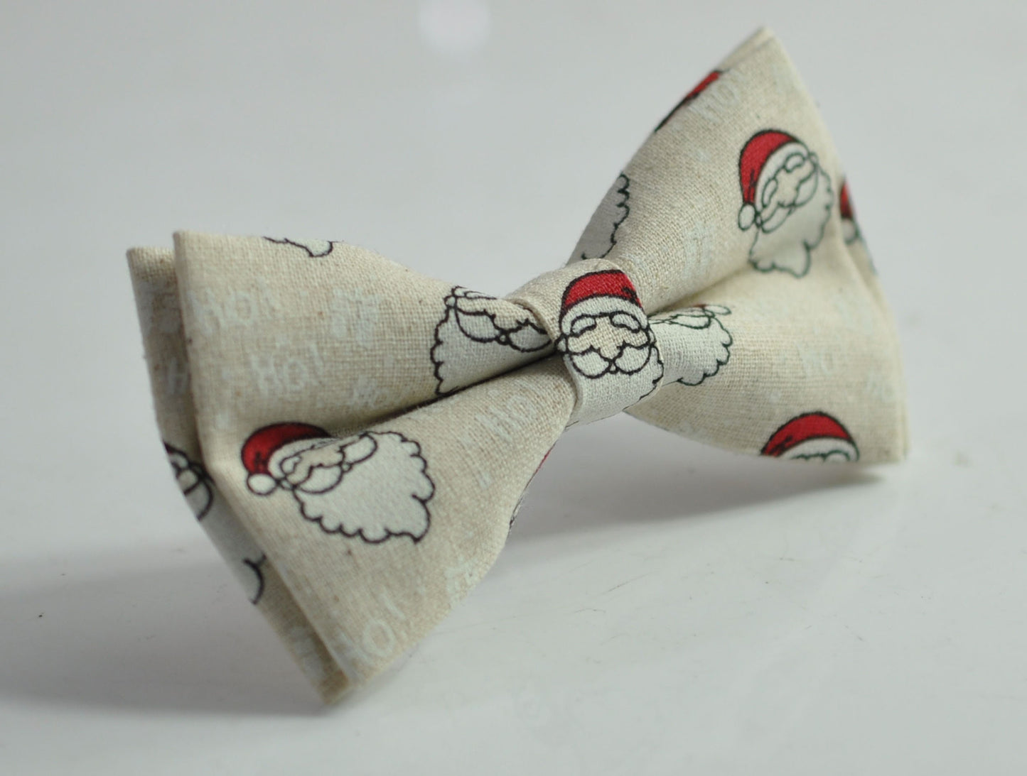 Santa Print Christmas Xmas Cotton Bow tie Bowtie + Tan Brown Elastic Suspenders Braces for Men / Youth/ Boys Kids / Baby Infant Toddler