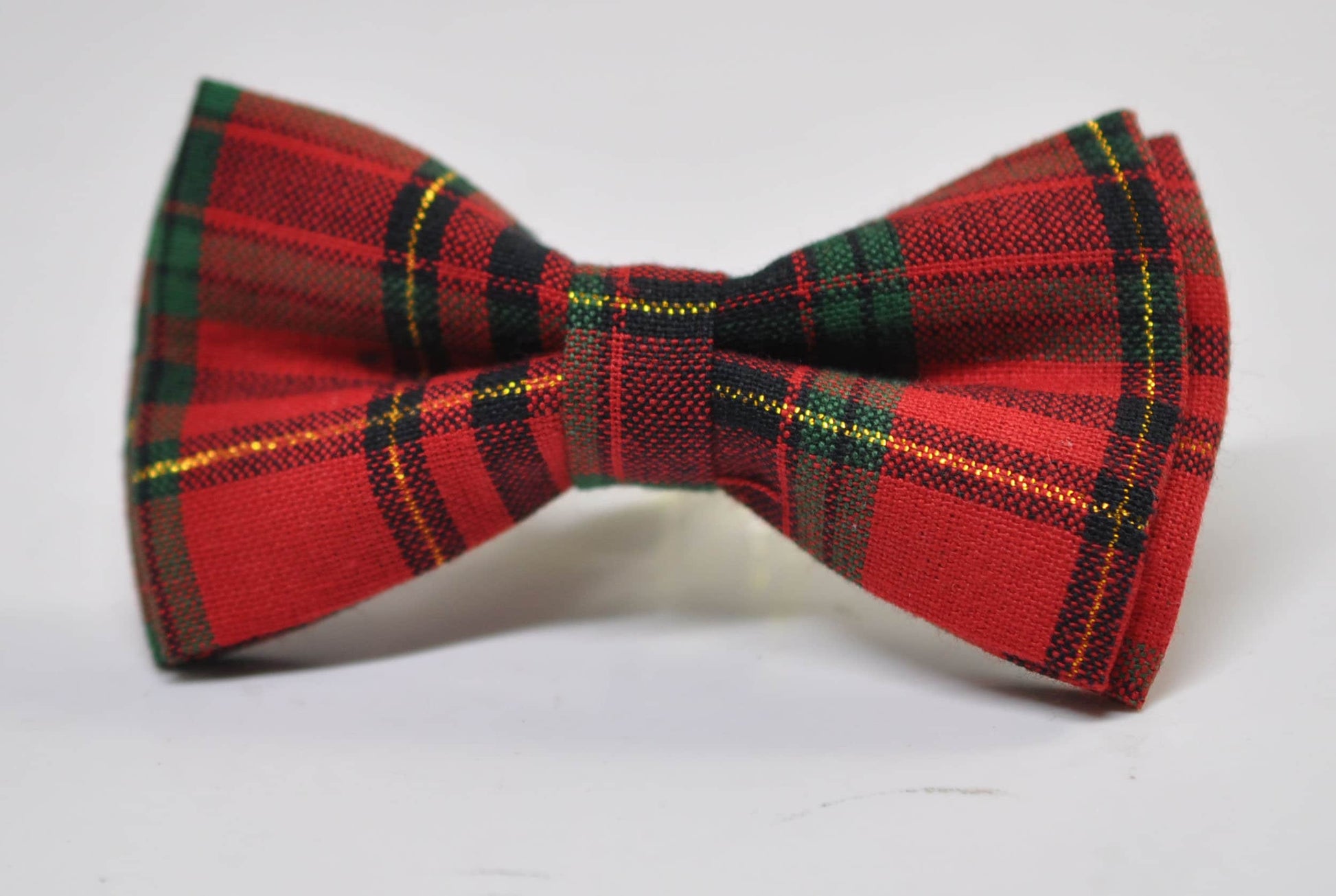 Red Green Gold Tartan Christmas Xmas Bow tie + Emerald Green Suspenders Cuff links Cufflinks for Men /Youth/ Boys / Baby Infant Toddler