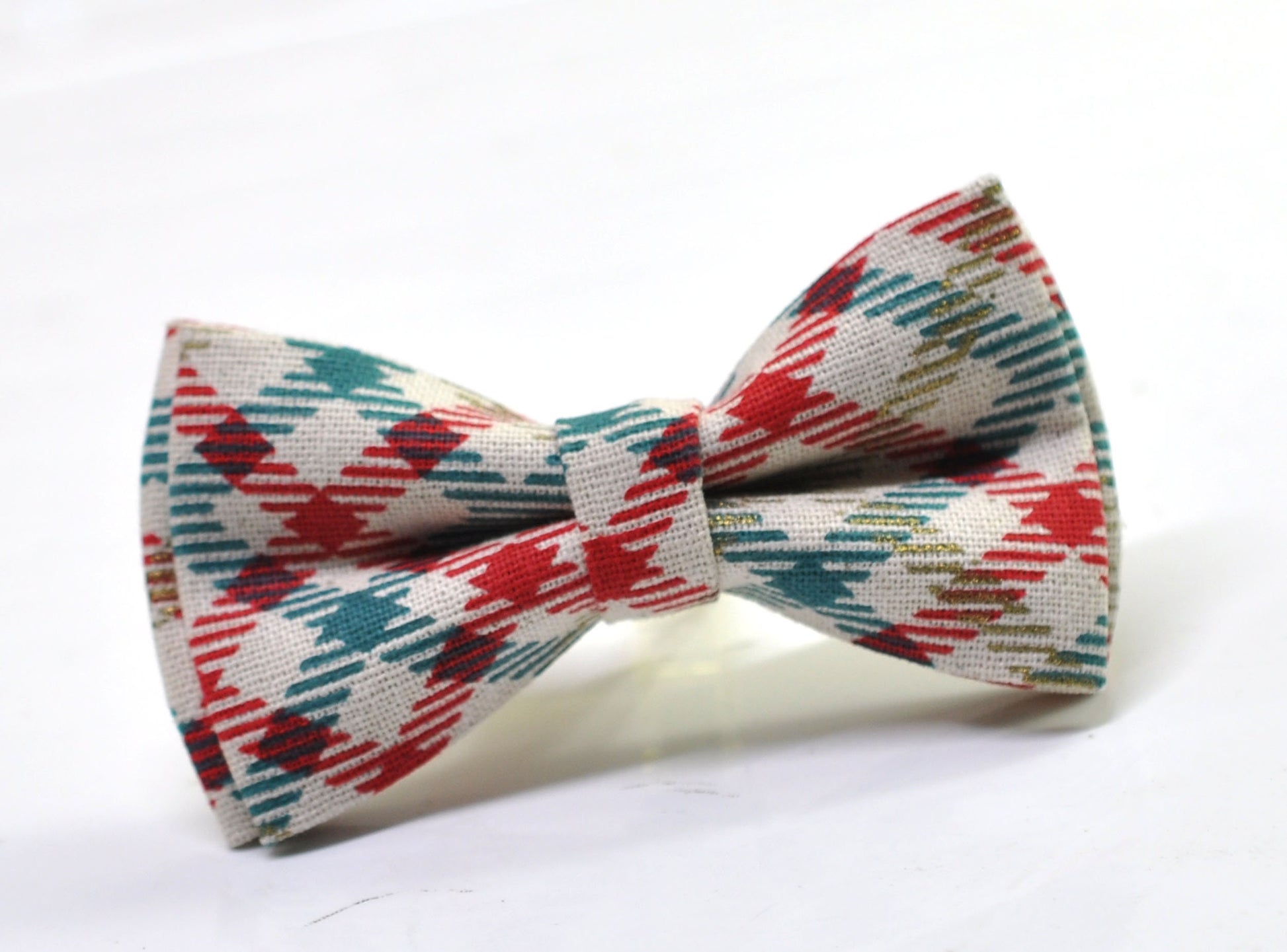 Red Blue Cream Tartan Checkered Christmas Xmas Bow tie Bowtie + Red Elastic Suspenders Braces Men /Youth/ Boys Kids / Baby Infant Toddler