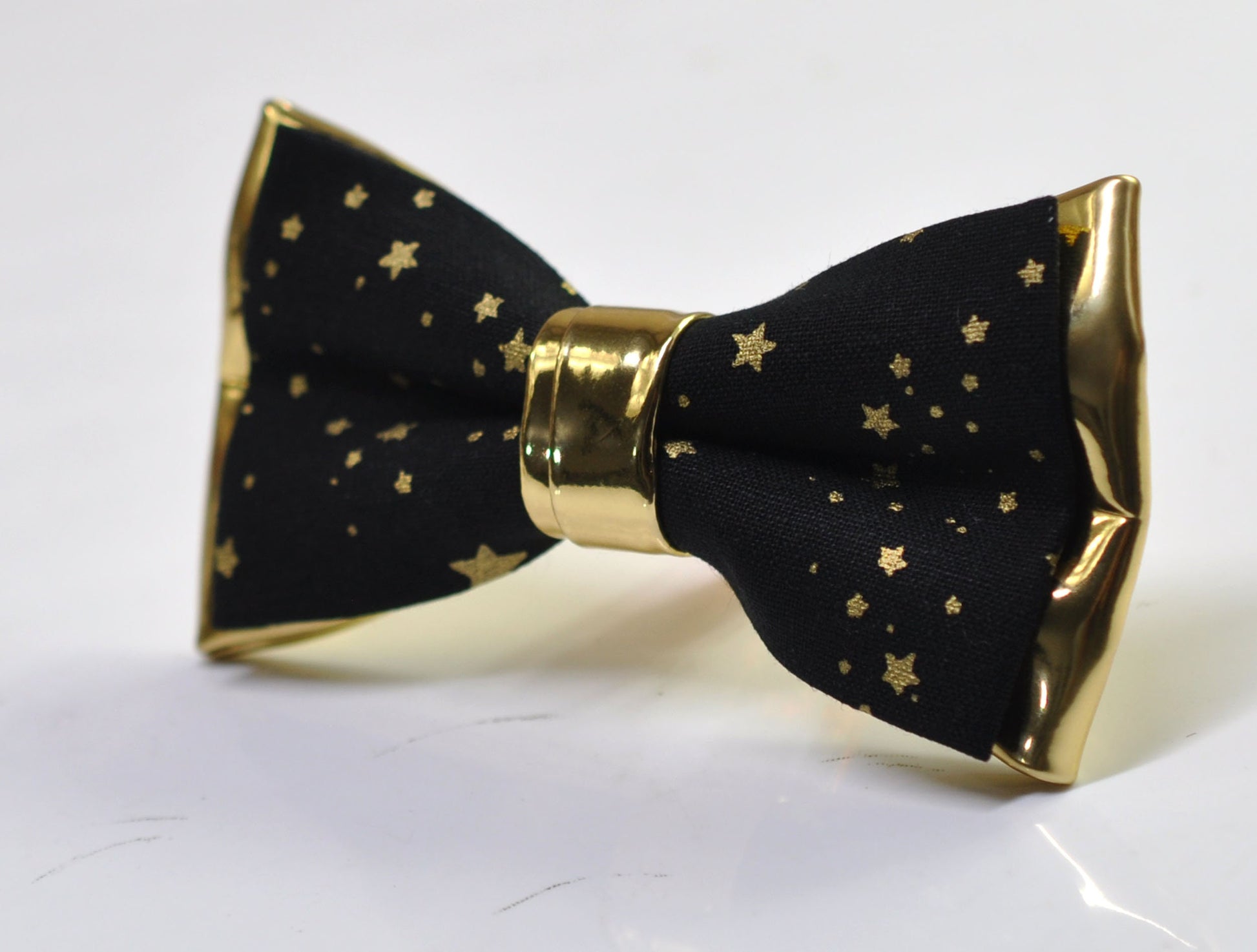 Black Gold Golden Stars Christmas Xmas Bow tie Bowtie + Black Suspenders Braces Men / Youth/ Boys Kids / Baby Infant Toddler
