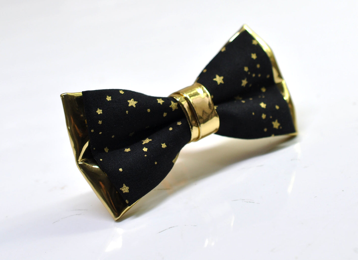 Black Gold Golden Stars Christmas Xmas Bow tie Bowtie + Black Suspenders Braces Men / Youth/ Boys Kids / Baby Infant Toddler